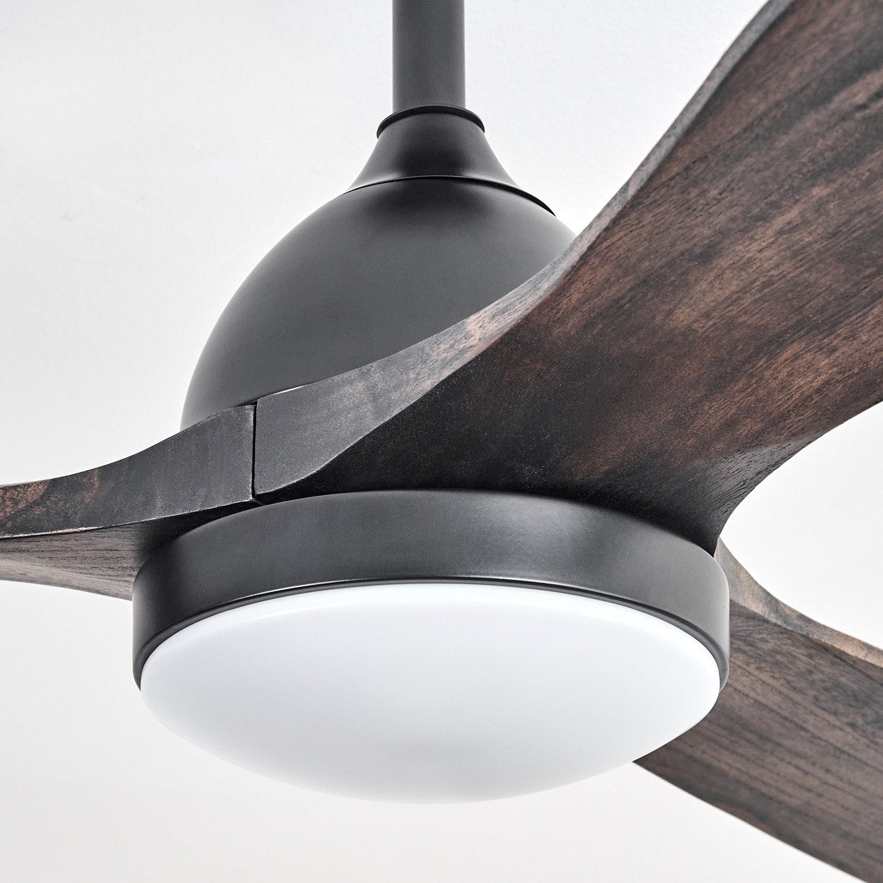 Deckenventilator dimmbarer Deckenventilator aus Metall/Holz in Schwarz/Mahagoni/Weiß
