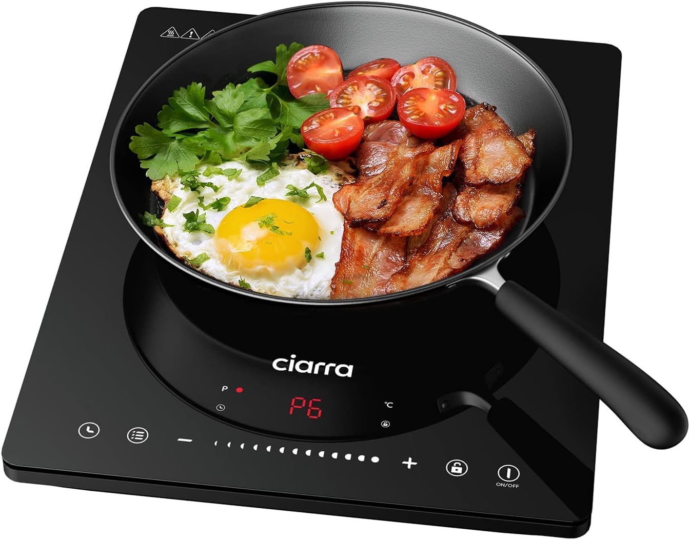 CIARRA CBTIH2 Double Induction Hob 3500 W Induction Plate 9 Levels Touch Control Panel Multiple Safety Switch Automatic Timer Child Lock Black