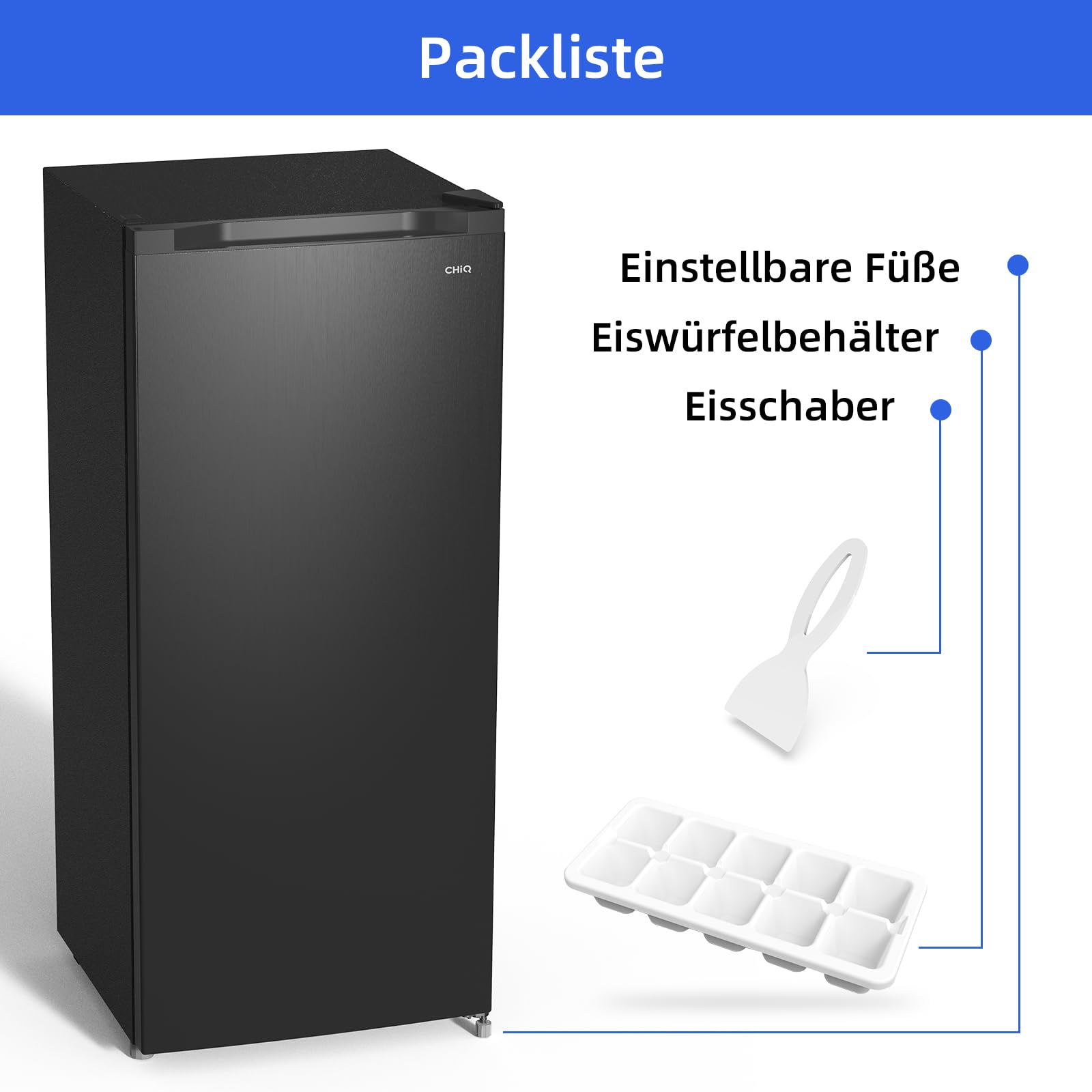 Gefrierschrank 145 L mit wechselbarem Türanschlag, 4-Sterne-Gefrieren, Modell FSD160D4E, schwarz