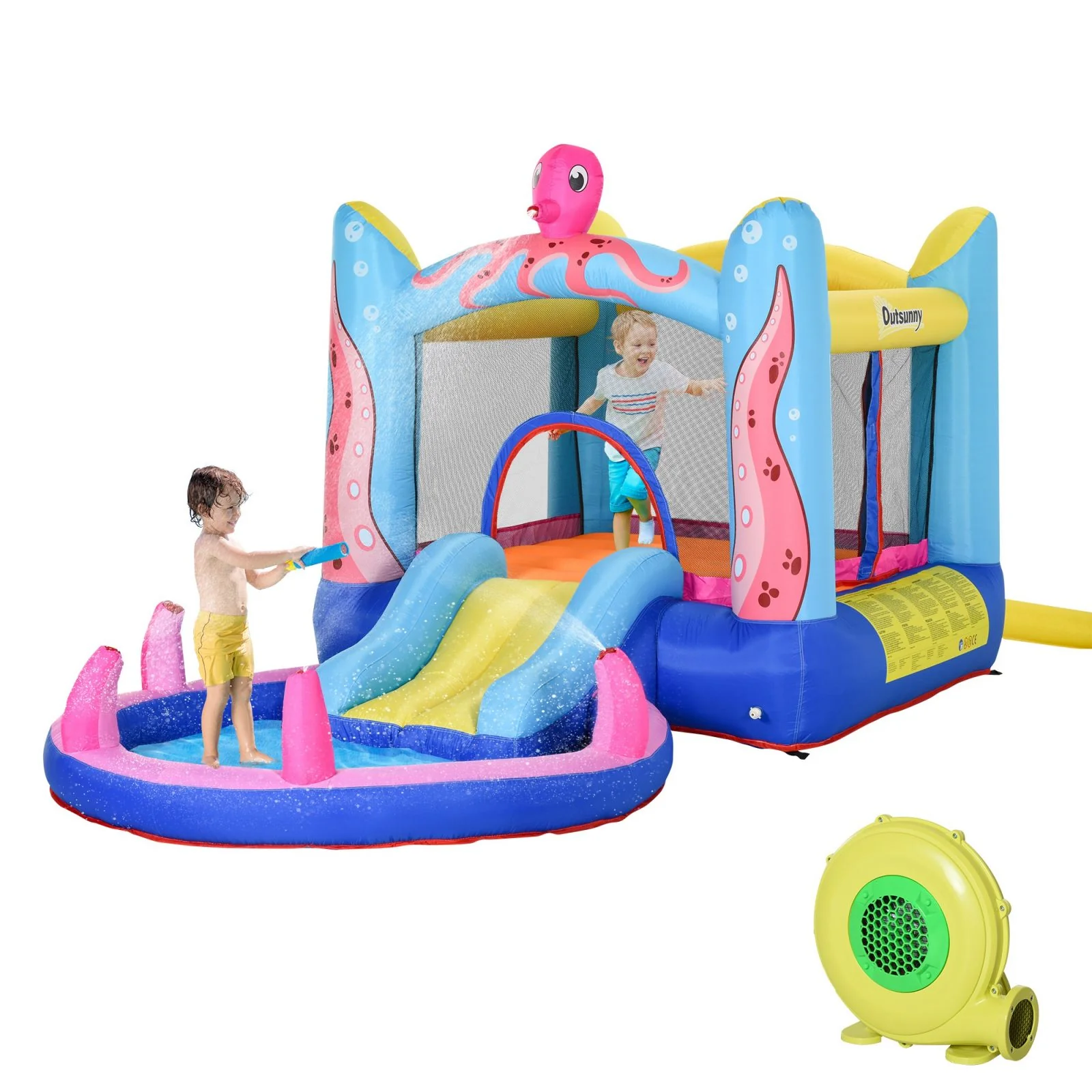 Easycomfort Castello Gonfiabile Gigante e Rimbalzante per Bambini 3-8 Anni con Scivolo, Piscina e Gonfiatore 3.6x1.75x1.8m