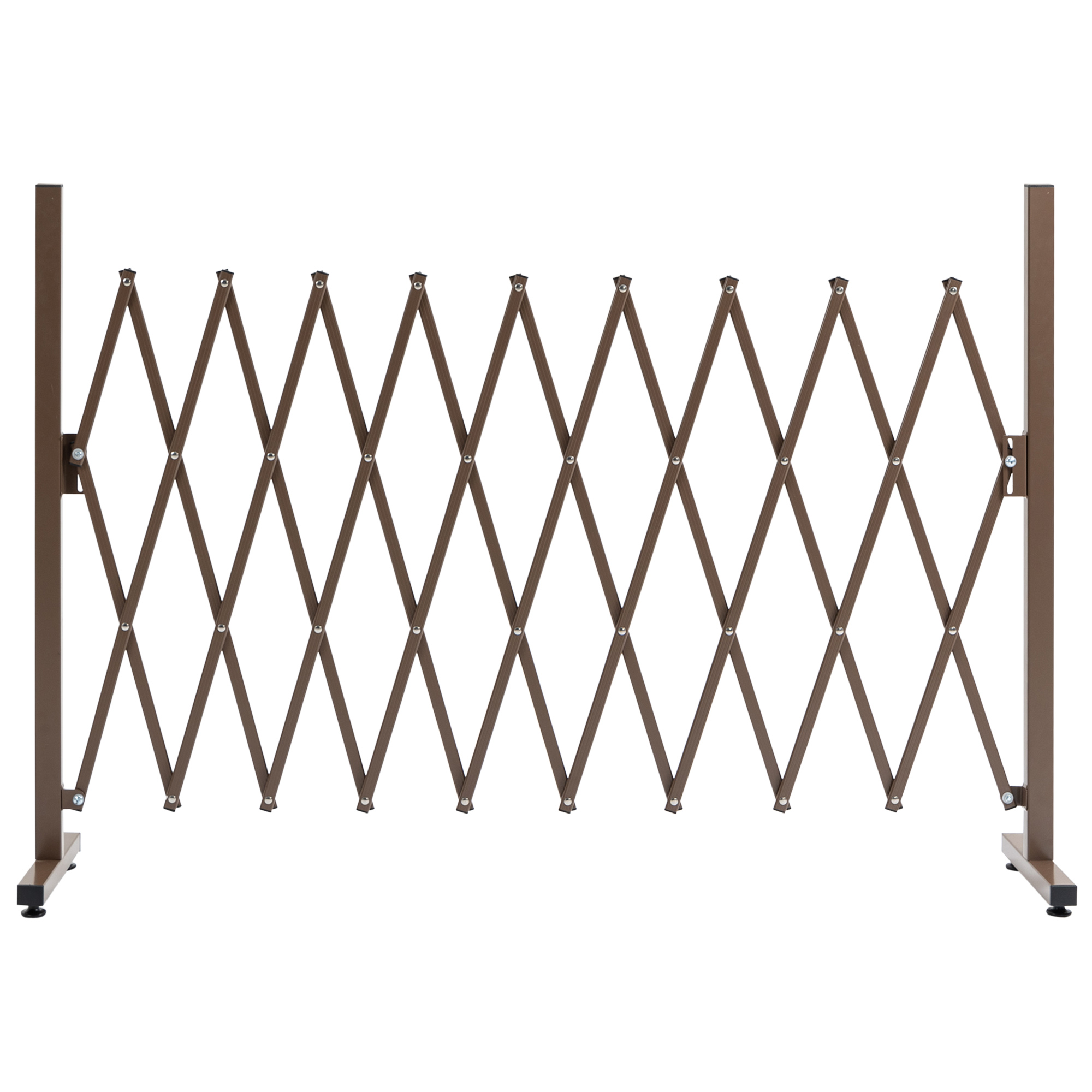 Outsunny Ausziehbare und einziehbare Absperrung Sicherheitsbarriere 250L x 31B x 104H cm Aluminium Metall Schokolade