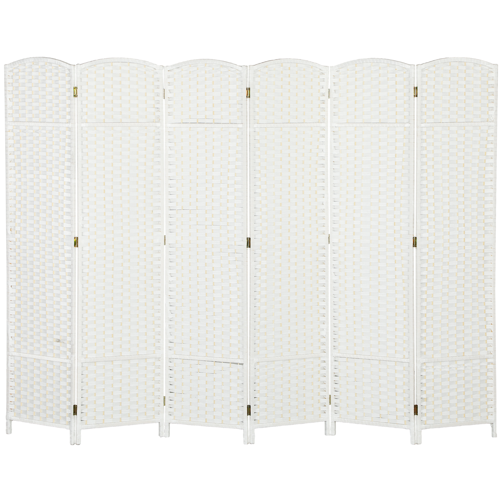 HOMCOM 6-teiliger Raumtrenner, Faltbarer Sichtschutz, Sichtschutzwand für Wohnzimmer, Schlafzimmer, Homeoffice, Weiß