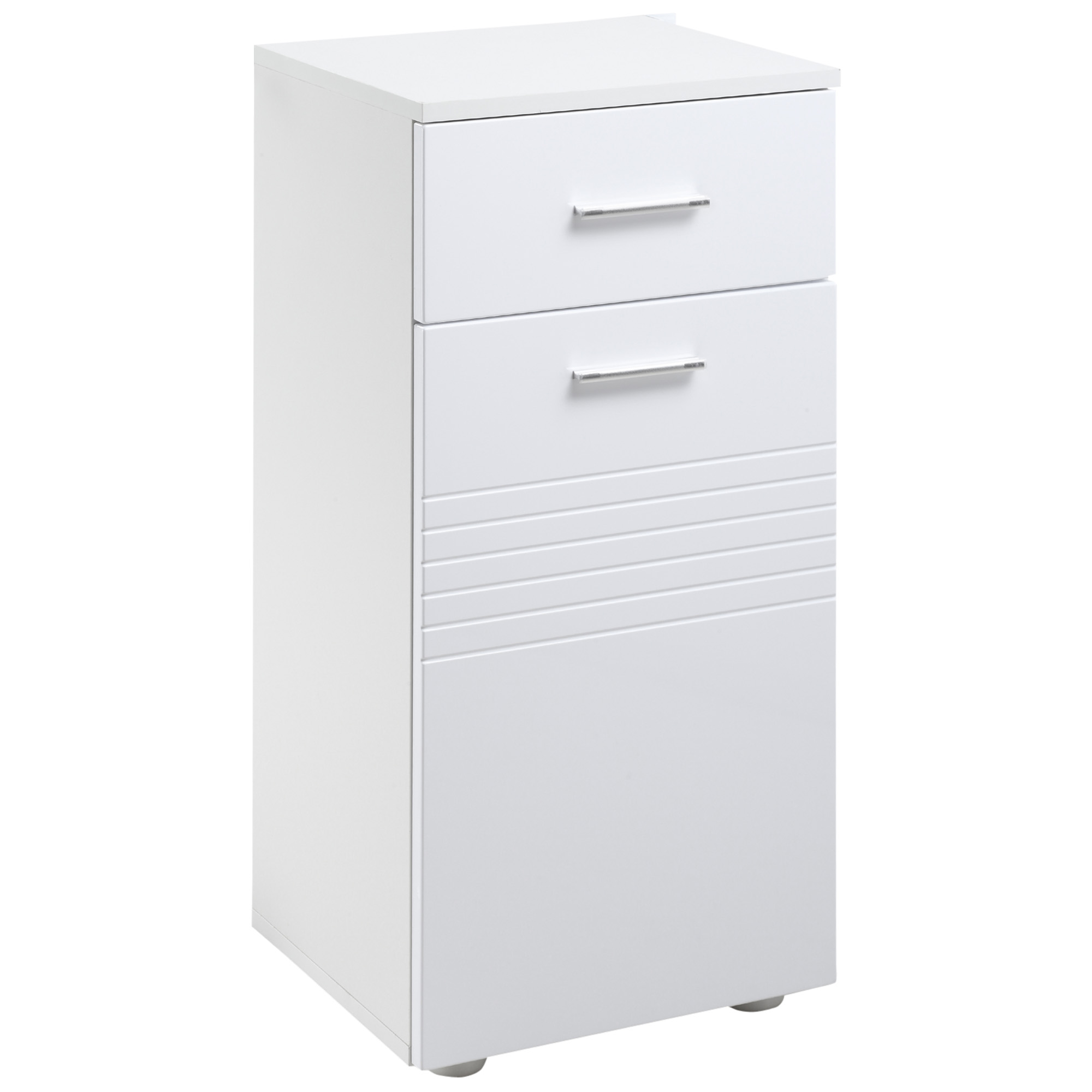kleankin Badezimmerschrank Badschrank Multifunktionsschrank mit 1 Schublade 1 Türschrank Regal verstellbar Spanplatte Weiß 35 x 30 x 77,5 cm