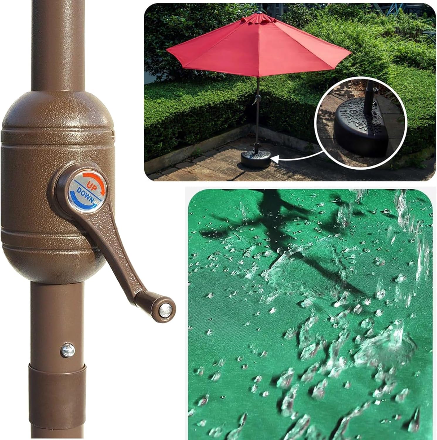 Halbrunde Außenmarkise, Markttisch-Terrassenschirm Im Freien, Regenschirm Mit Sockel, for Pool, Veranda, Garten, Deck, Hinterhof(White)