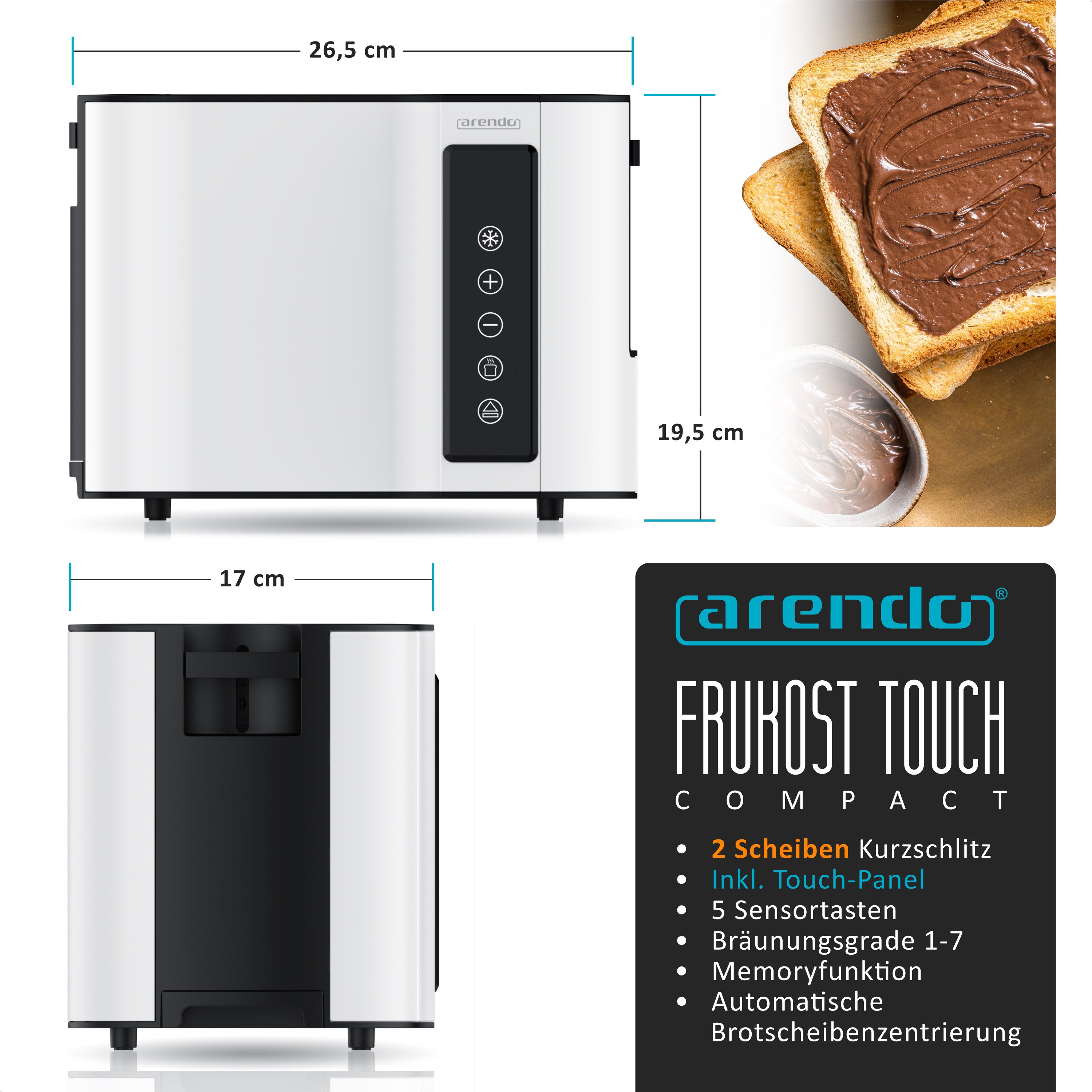 Toaster Wärmeisoliertes Doppelwandgehäuse, Display mit Restzeitanzeige
