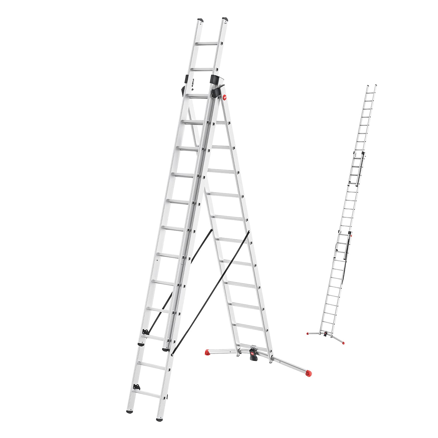 Hailo S100 ProfiLOT 3teilige Alu Kombileiter Lotsystem Niveauausgleich 3x12 Sprossen 150 kg Made in Germany