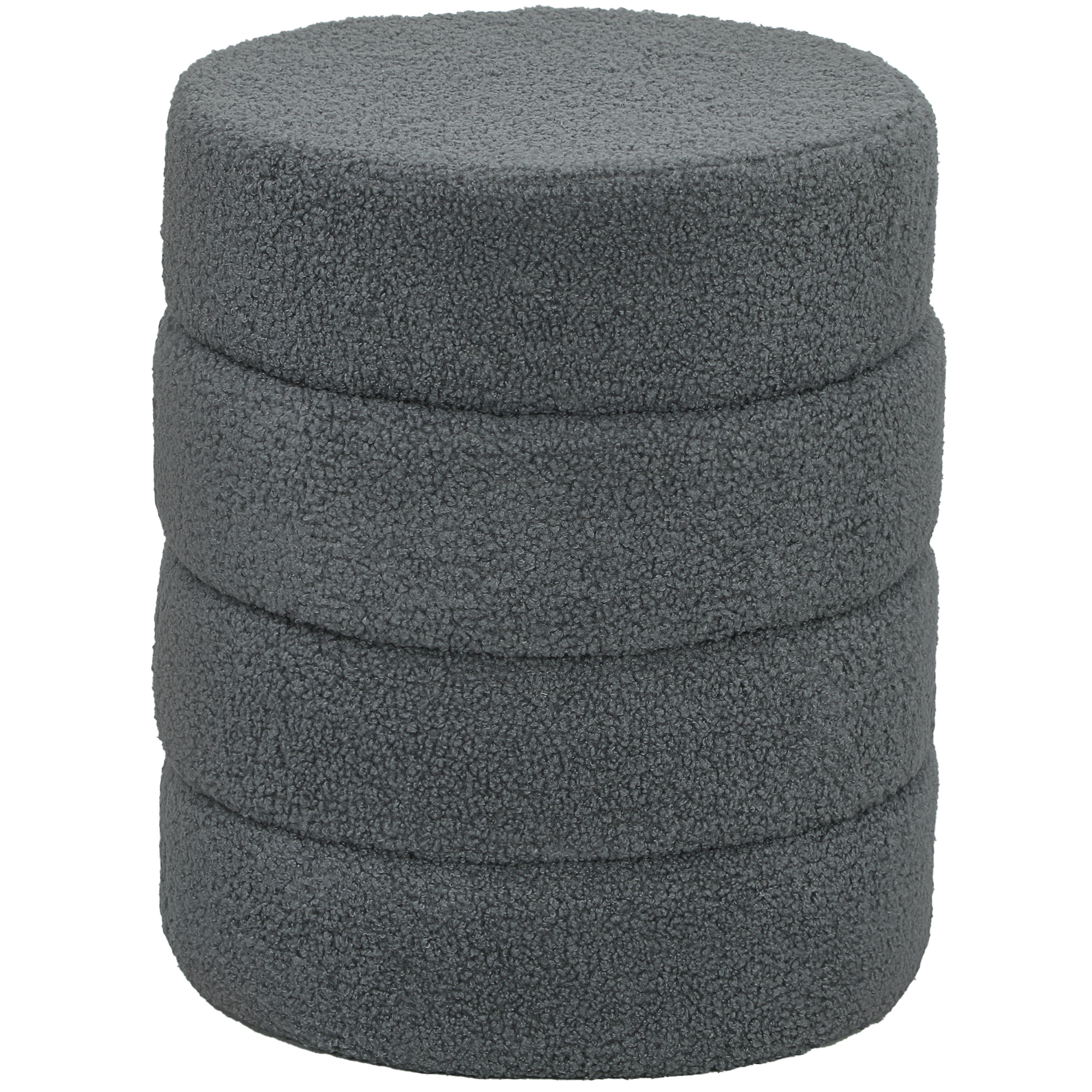 HOMCOM Hocker, rund, Teddyfleece, Metallgestell, bis 120kg, Φ40x45H cm, Dunkelgrau