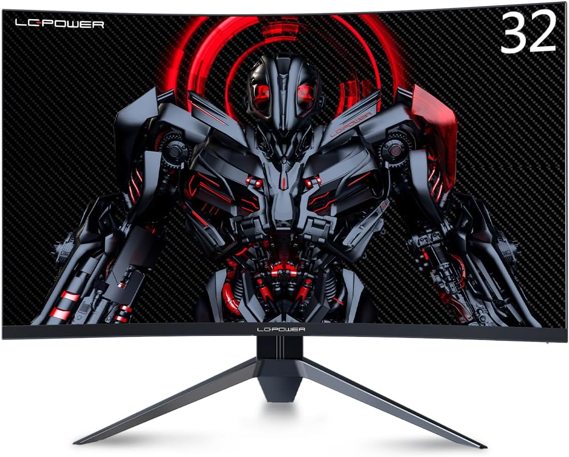 LC-Power Monitor Gaming 32 Pollici Curvo(1500R), QHD 2560x1440, 165Hz, 1ms, VA, HDR, 120% SRGB, FreeSync, Low Blue, Flicker-Free, VESA, HDMI 2.0, DisplayPort 1.2