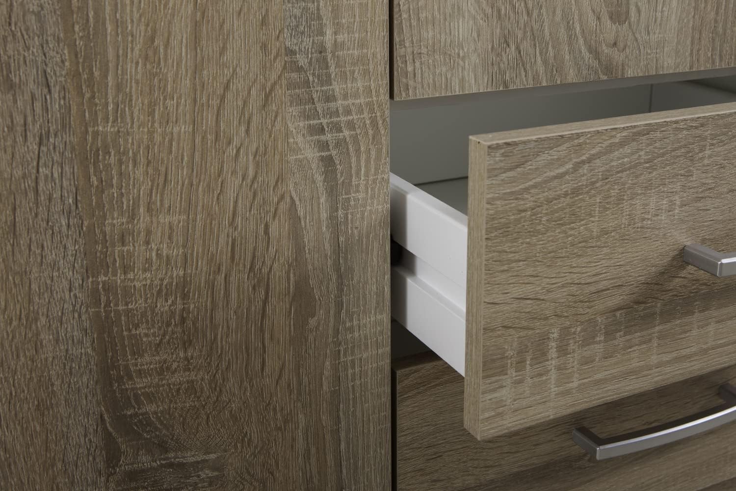 COMPOSAD | Easy Line Wardrobe with 3 Doors and 2 Drawers, Bedroom, Wardrobe with Doors, Dimensions (WxHxD) 119.5 x 184.5 x 46 cm, Colour Sonoma Oak, Made in Italy