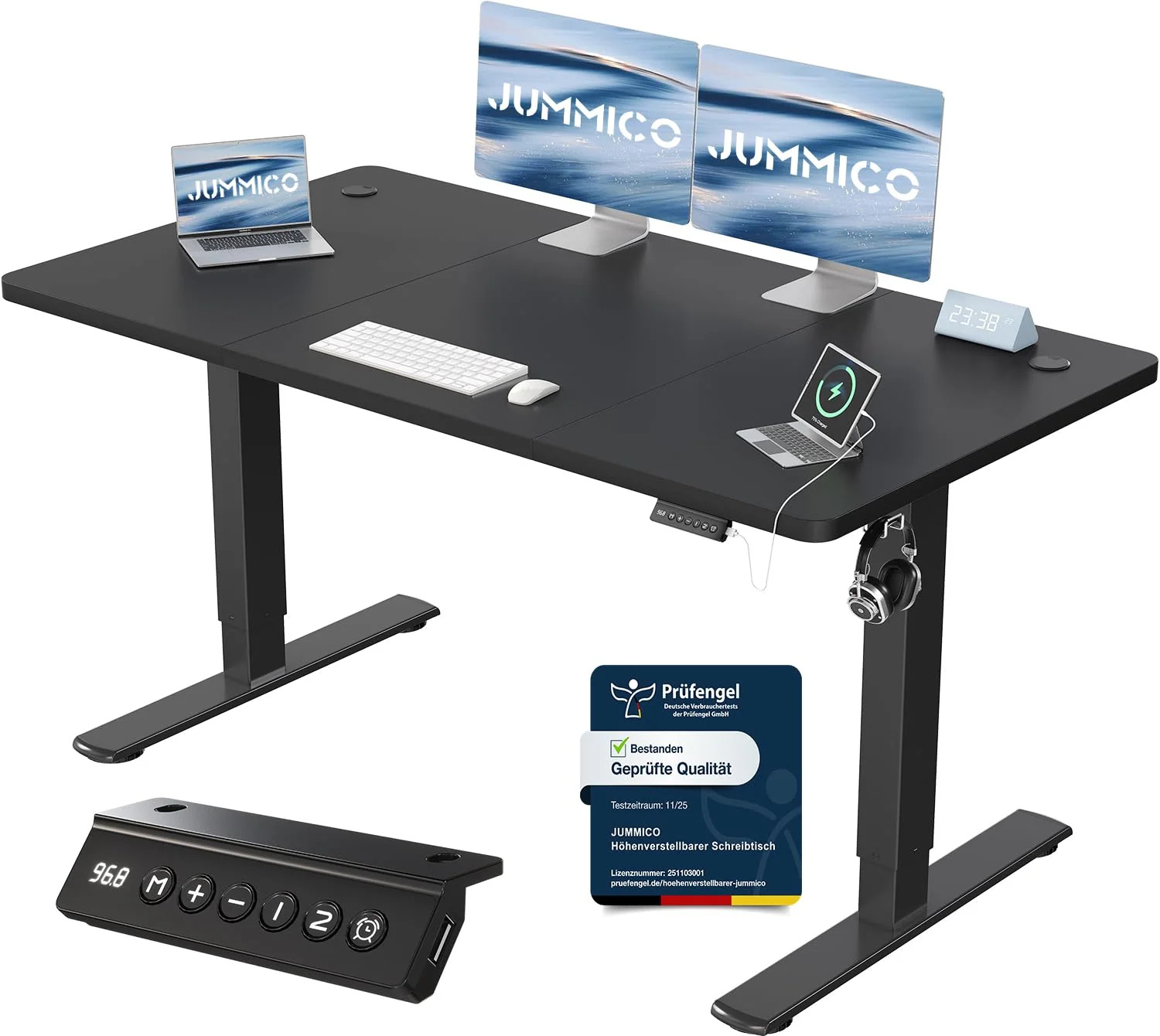 JUMMICO Elektrisch höhenverstellbarer Schreibtisch mit USB-Anschluss