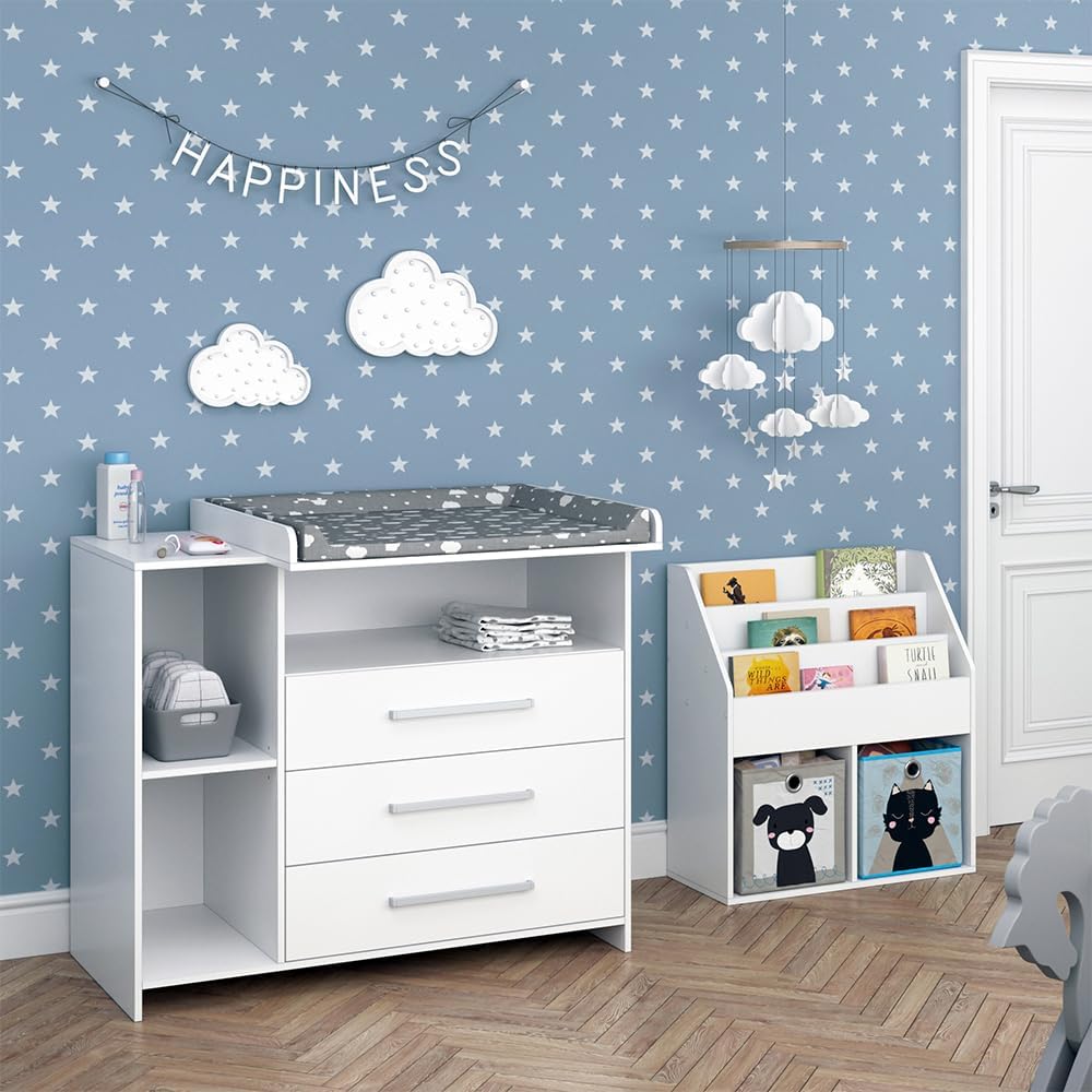 Vicco Set per cameretta Oskar, Bianco, 2 parti, con fasciatoio e libreria