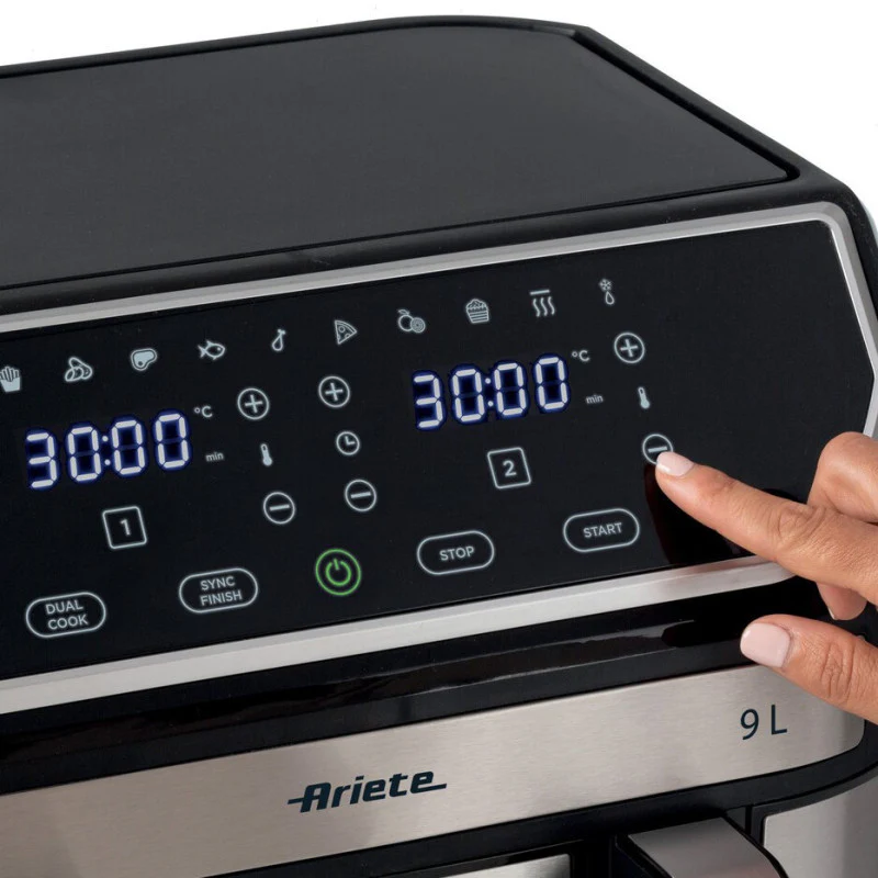 Friggitrice ad aria 9L 2100W - 11 programmi - Doppio cestello - Nero/Silver