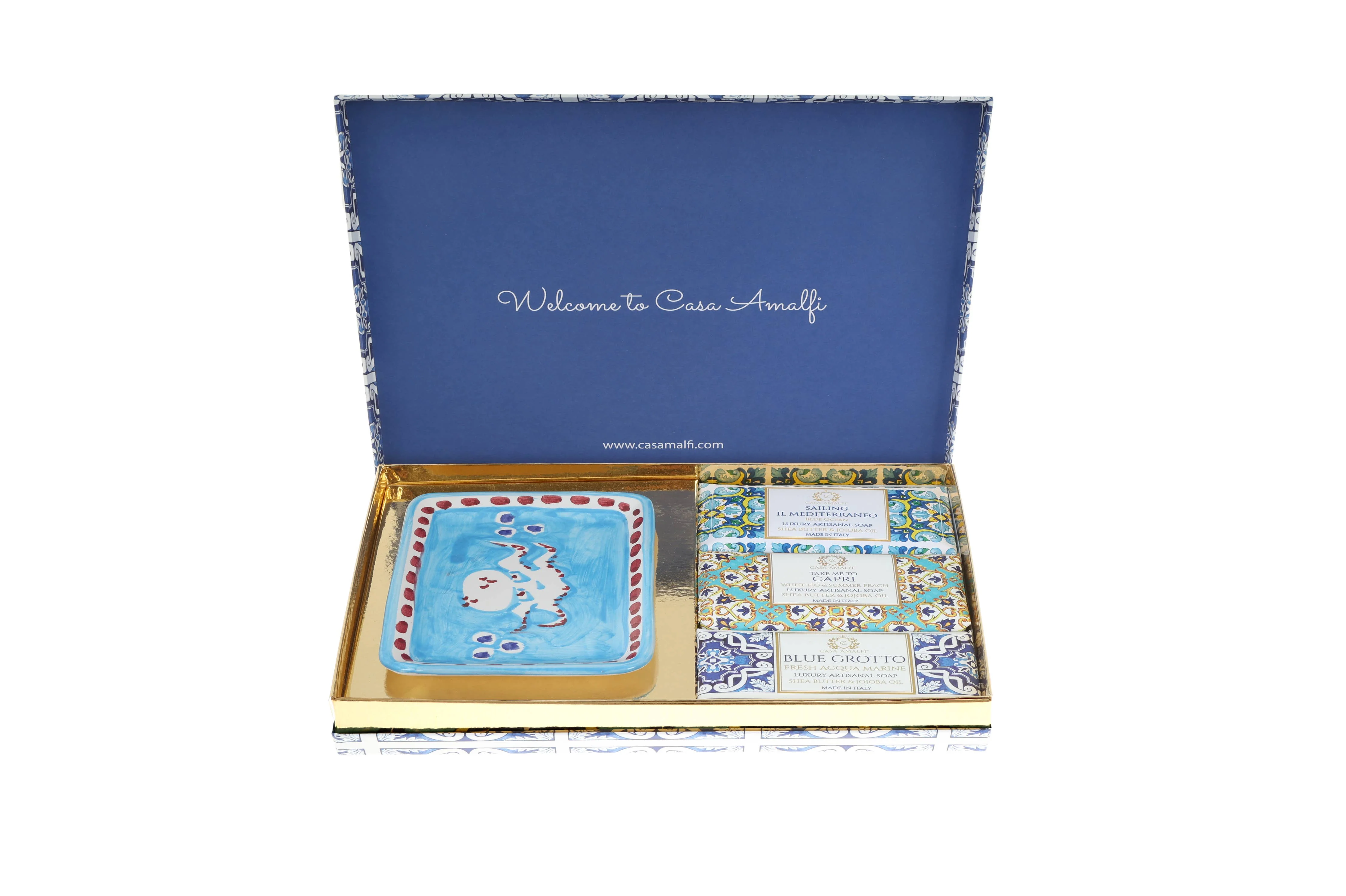 Capri & Phlegraean Islands �C Luxury Soap Gift Set | 3 Artisan Soaps & Ceramic Dish