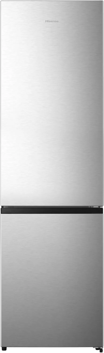 Hisense RB327N4ADD Koelvriescombinatie, EEK D, Total NoFrost, Verwisselbare Deurscharnieren, Flessenrek, 171 Liter Koelgedeelte, 85 Liter Vriesgedeelte, Roestvrijstalen look