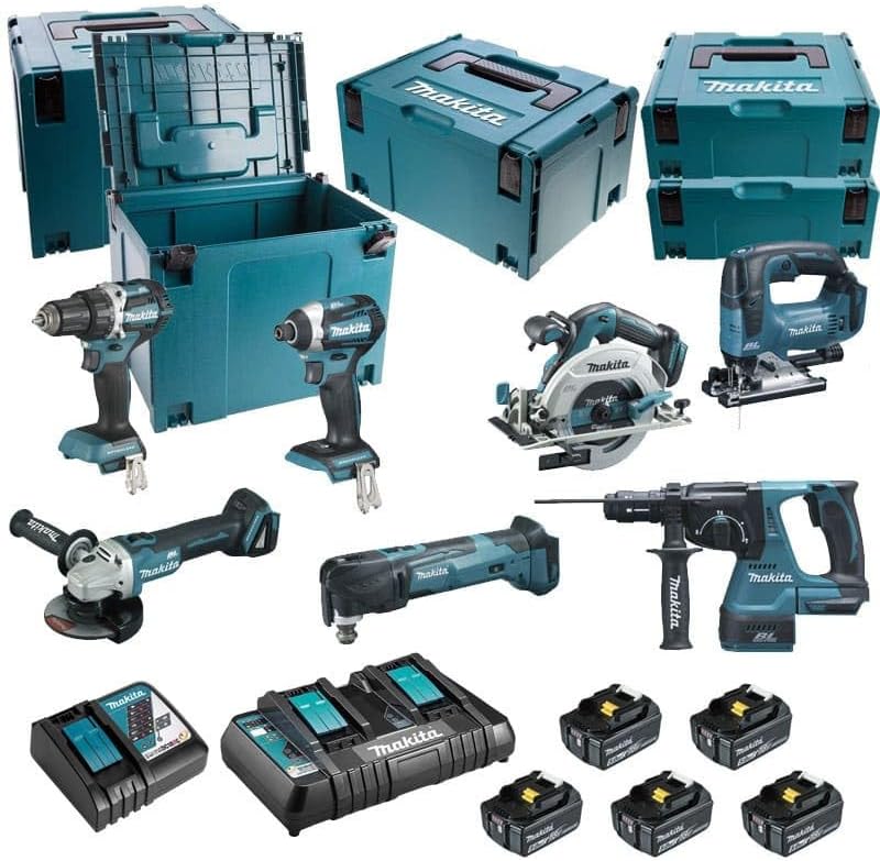 ENSEMBLE DE 7 MACHINES MAKITA (DDF484 + DTD154 + DGA506 + DHS680 + DHR243 + DTM51 + DJV182) - DLX7014PTJ