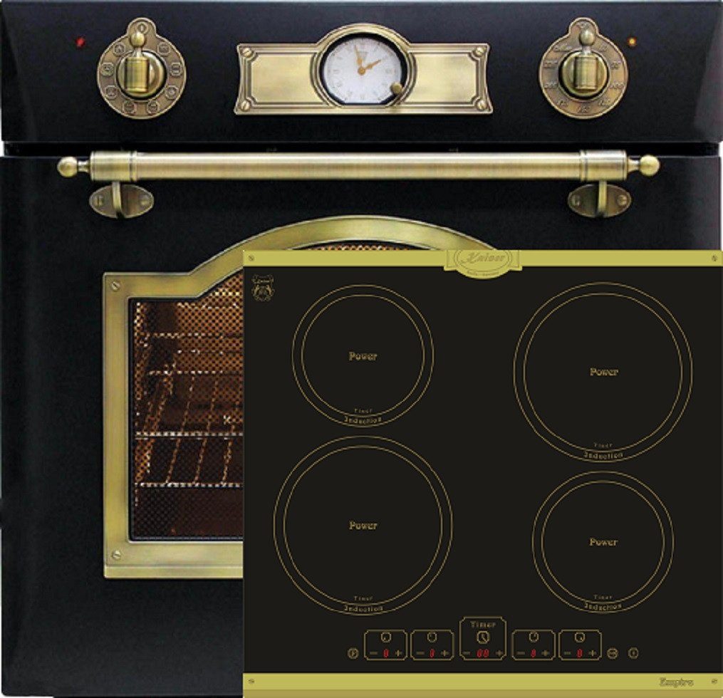 Backofen-Set Herd Set Autark Elektro Backofen, Selbstreinigung, Drehspieß, 8 Funktionen mit Induktionskochfeld Autark 60 cm 4 Zonen mit Booster EH 6355 Em+KCT 6195 IEm