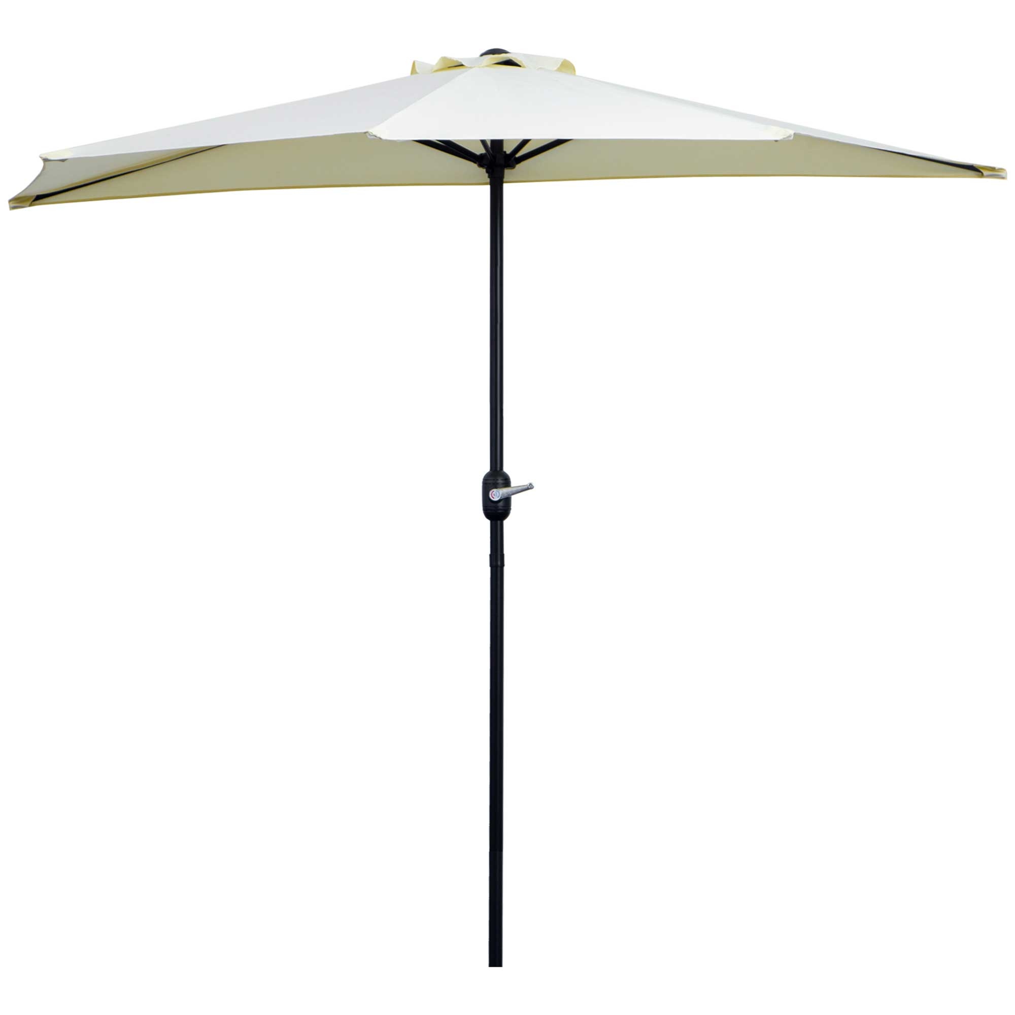 Outsunny Halber Sonnenschirm Ø 2,6 m, Sonnenschirm für Balkon 5 Stahlstreben Polyester beige