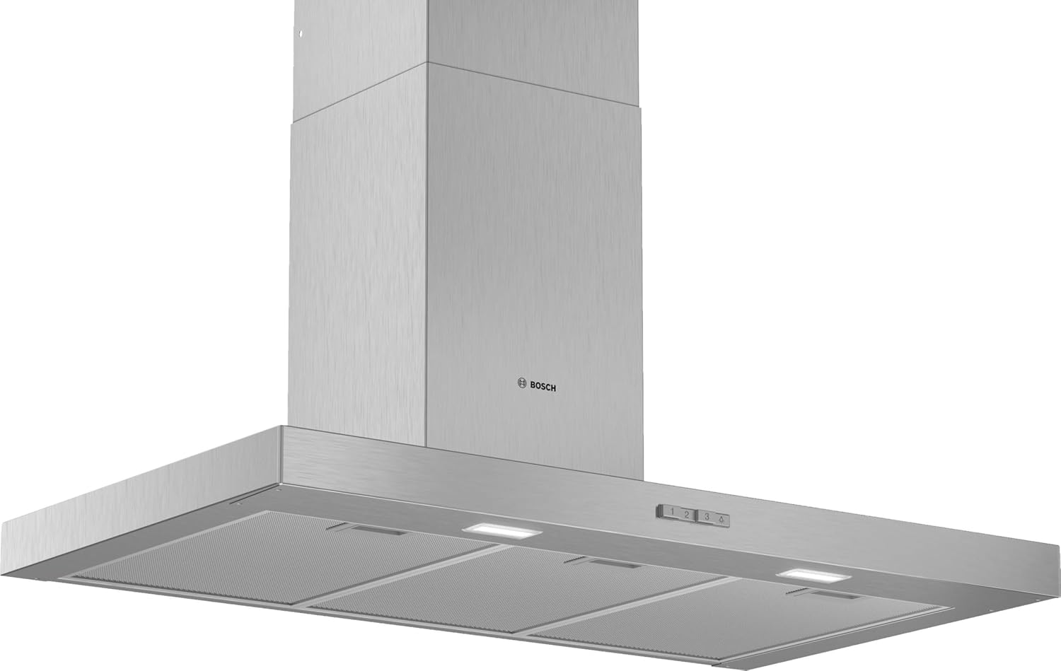 Bosch - Campana Extractora Decorativa de Pared, 90 cm, Serie 2, Control Mecánico, Iluminación LED, Acero Inoxidable, DWB96BC50