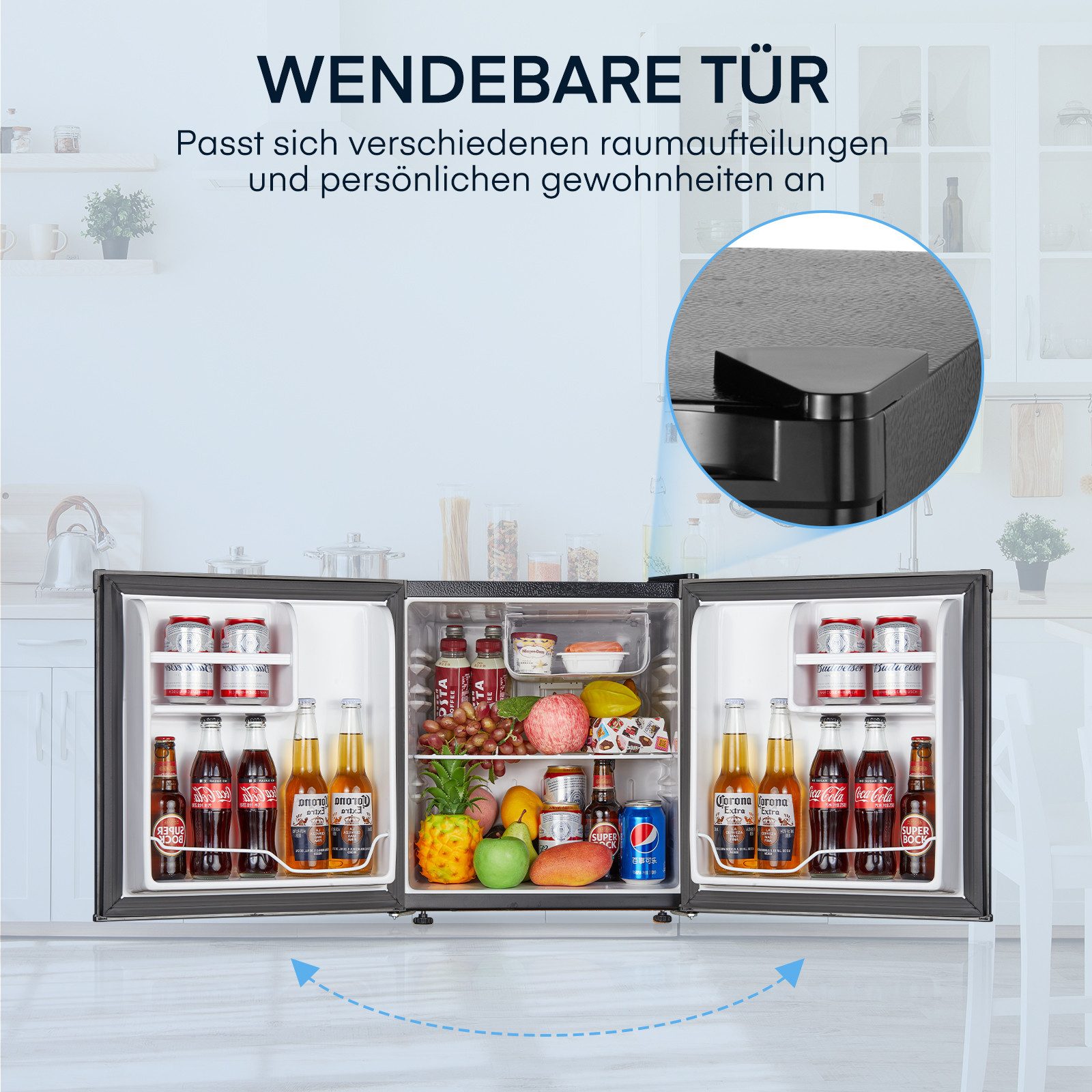 Table Top Kühlschrank 46L Minikühlschrank mit Kühl- und Gefrierfunktion