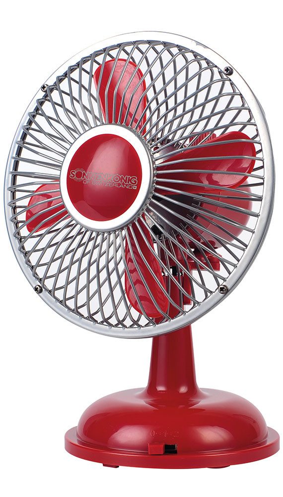 Tischventilator Retro Fan rot, Leistung 2.5W, USB Anschluss, sehr leicht, Batterien