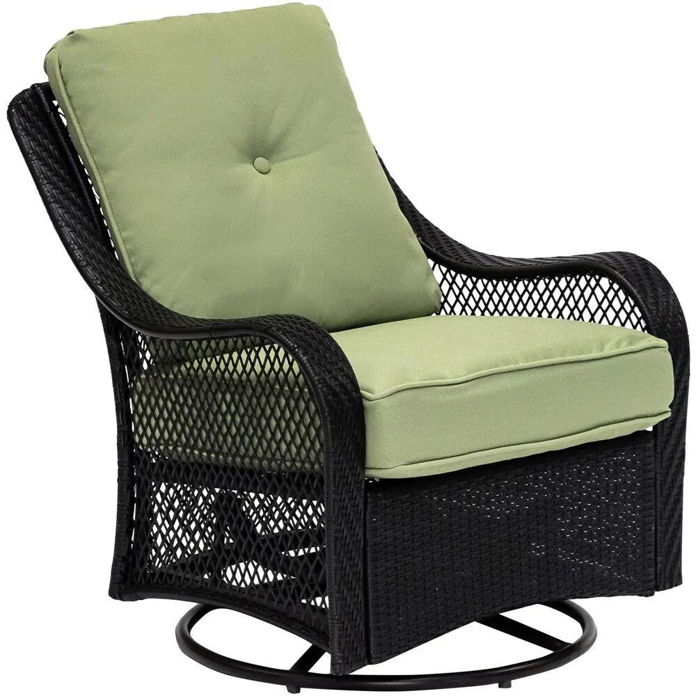5-Piece Steel Patio Fire Pit Conversation Set with Navy Blue Cushions, Swivel Gliders and Square Fire Pit Table