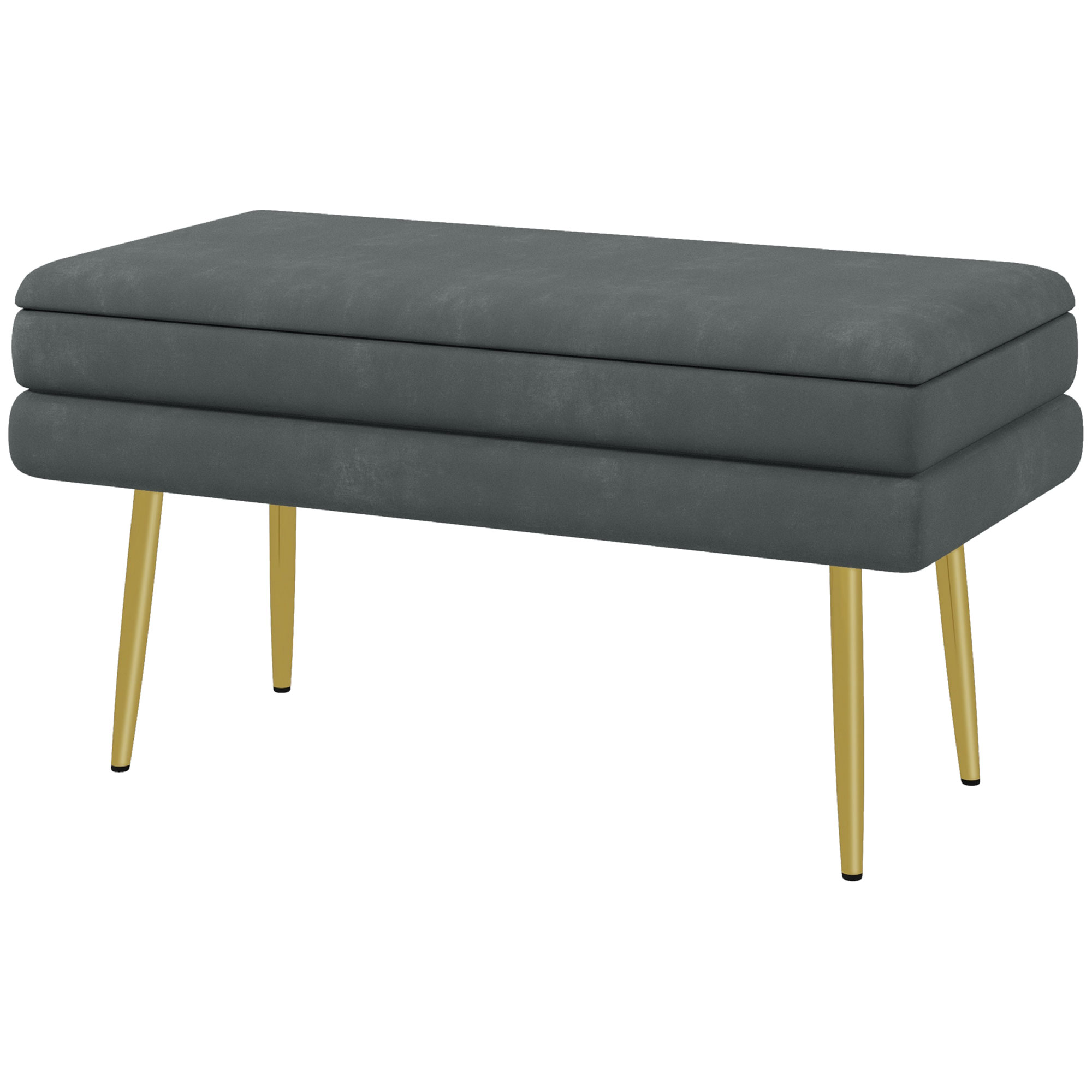 HOMCOM Sitzbank Polsterbank, mit Stauraum, Stahl, 79,5 cm x 37,5 cm x 43 cm, Dunkelgrau