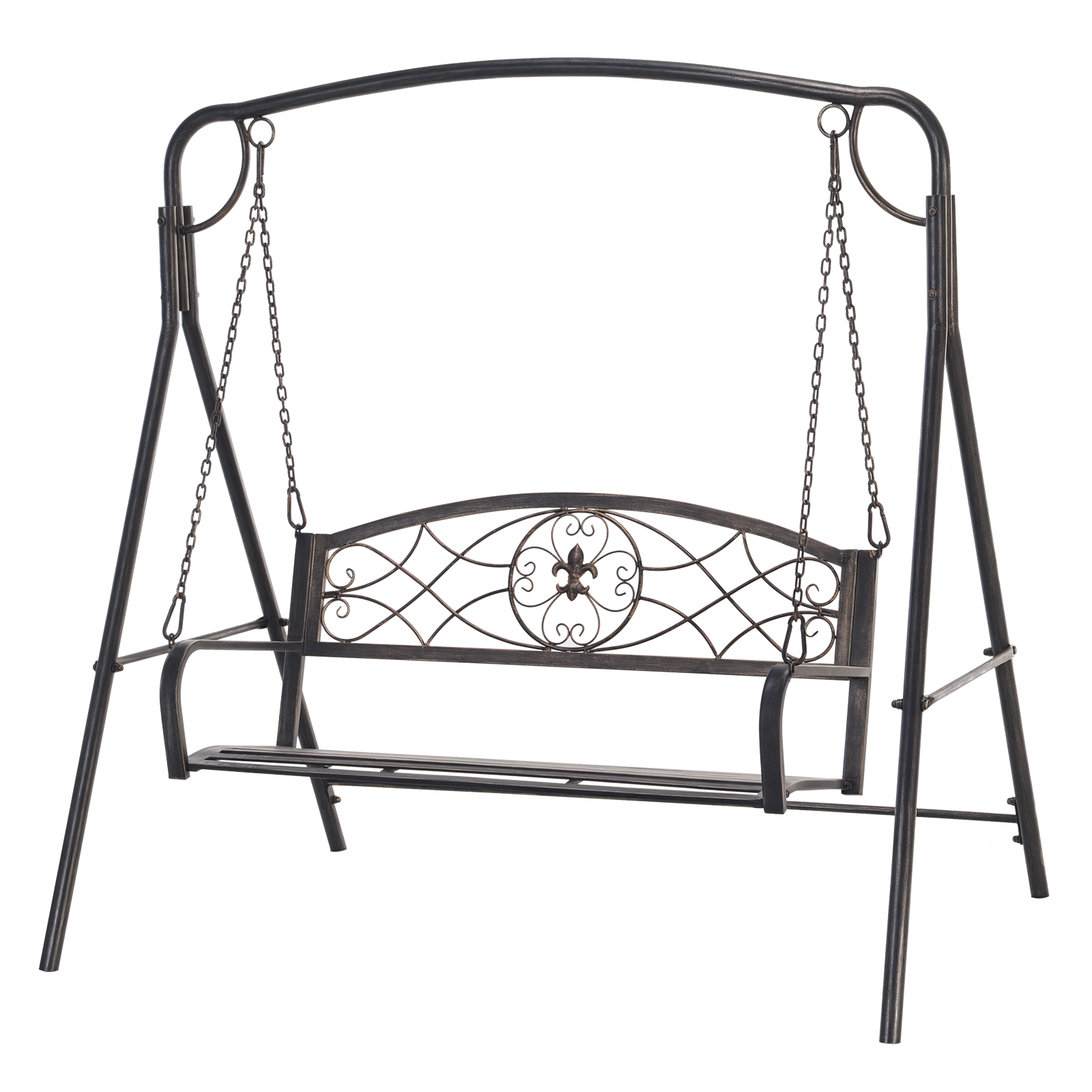 Outsunny Gartenschaukel Schaukelbank für den Garten Outdoor-Schaukel, Vintage Design, Messing-Optik, 167 cm x1 23 cm x 175cm