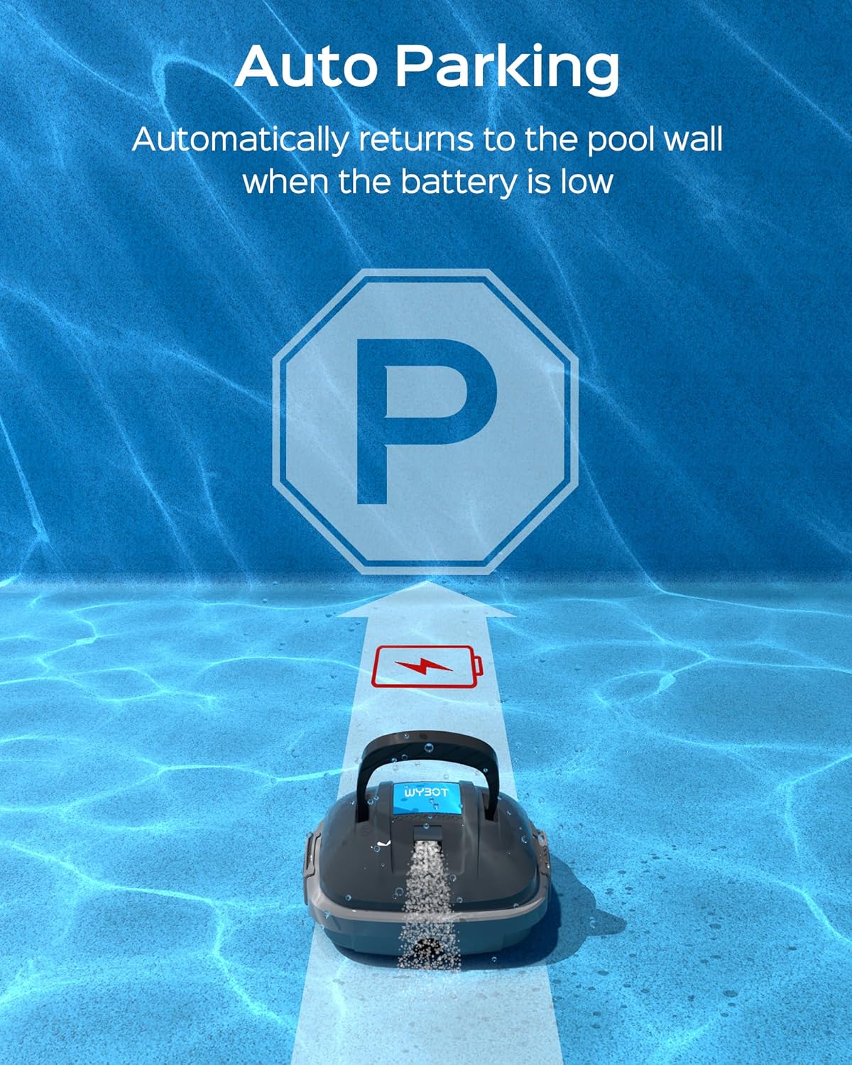 WYBOT Robot Piscina Fuori Terra per Piscina da 80m², Robottino Pulitore con Doppia Motricità e Parcheggio Autonomo | Robot Piscina Pulitore Senza Fili con Batteria Autonomia 100 Min Grigio scuro
