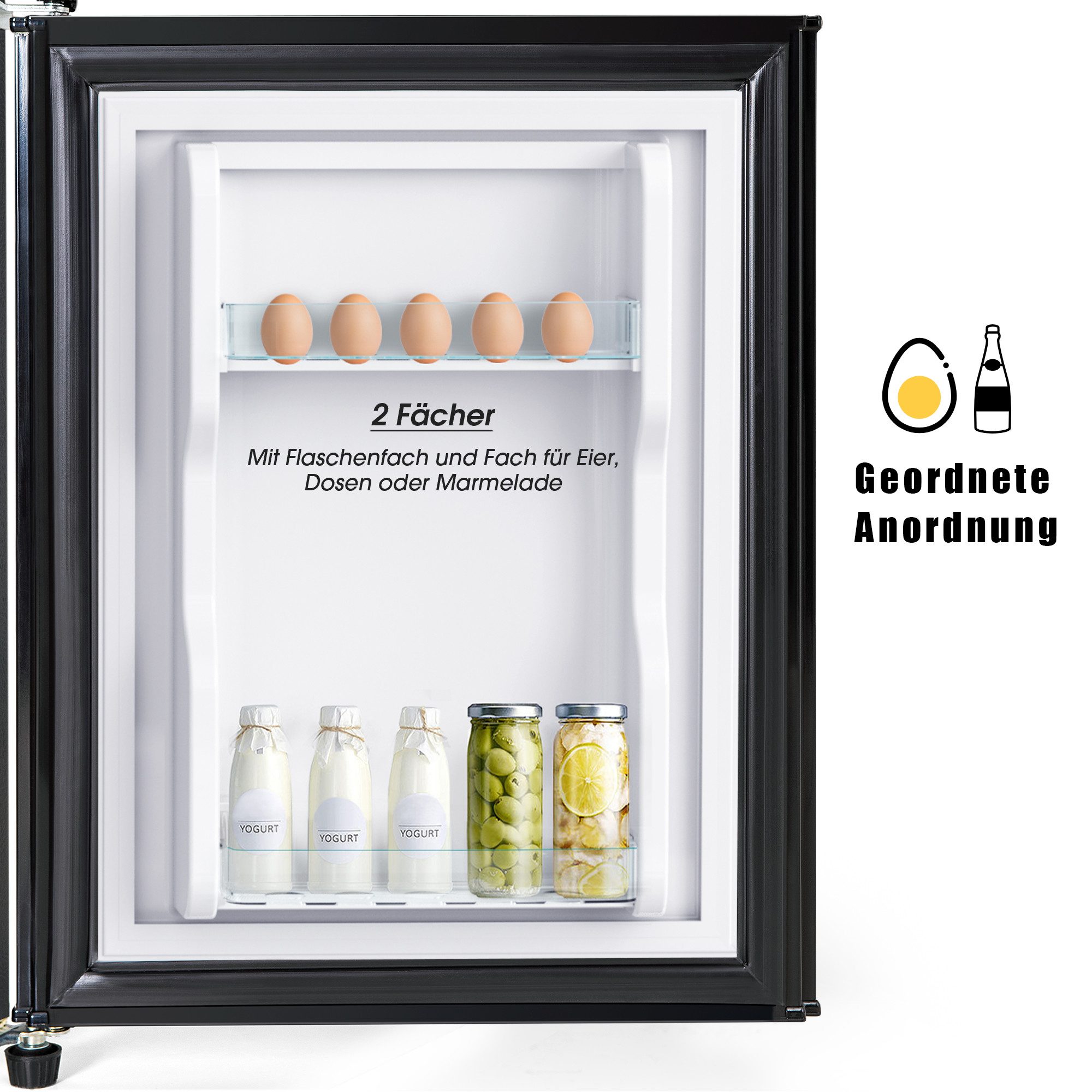Table Top Kühlschrank mit Gefrierfach, LED-Beleuchtung, Kühl- und Gefrierfunktion BCD-86A
