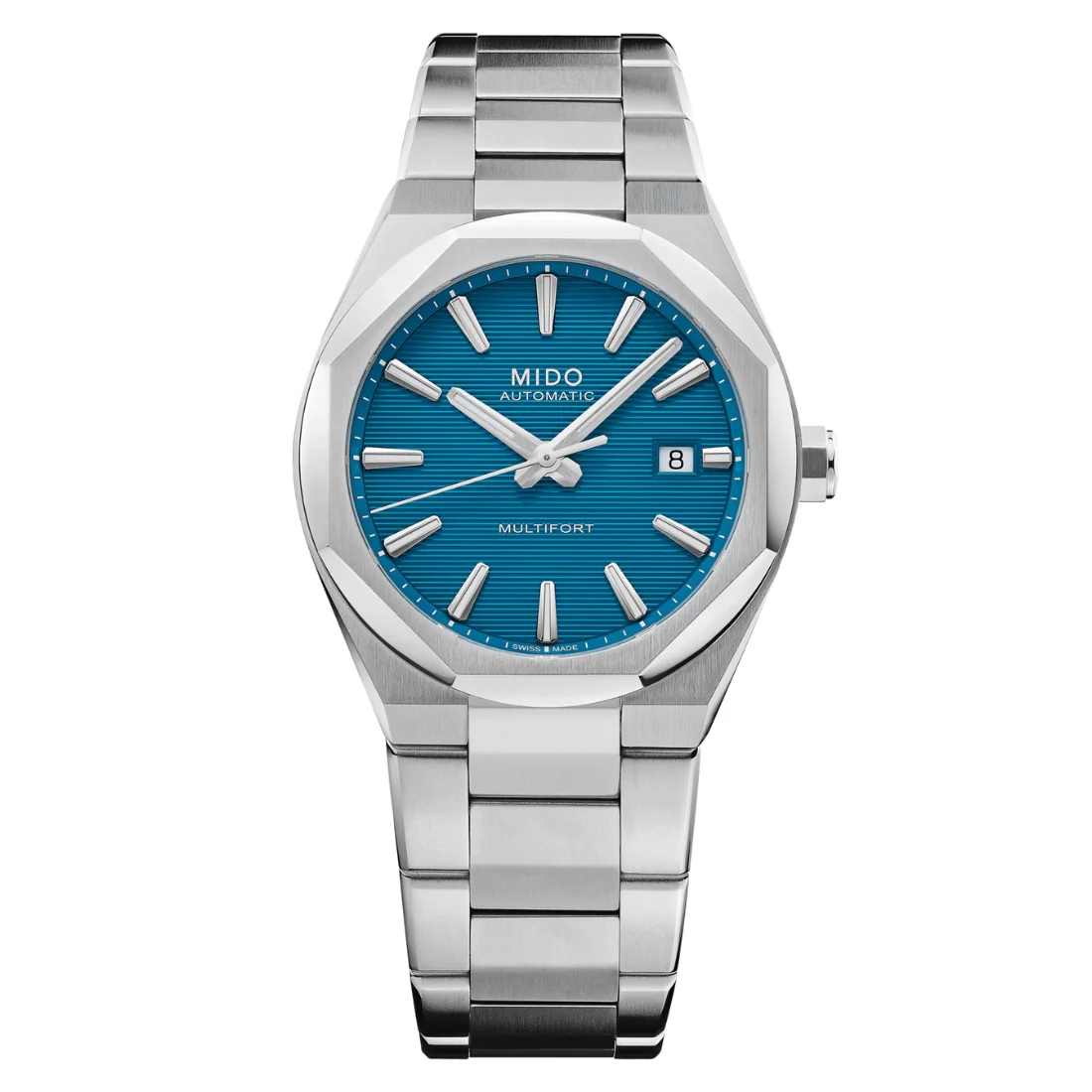 Orologio Mido Multifort 8 una corona blu bracciale acciaio