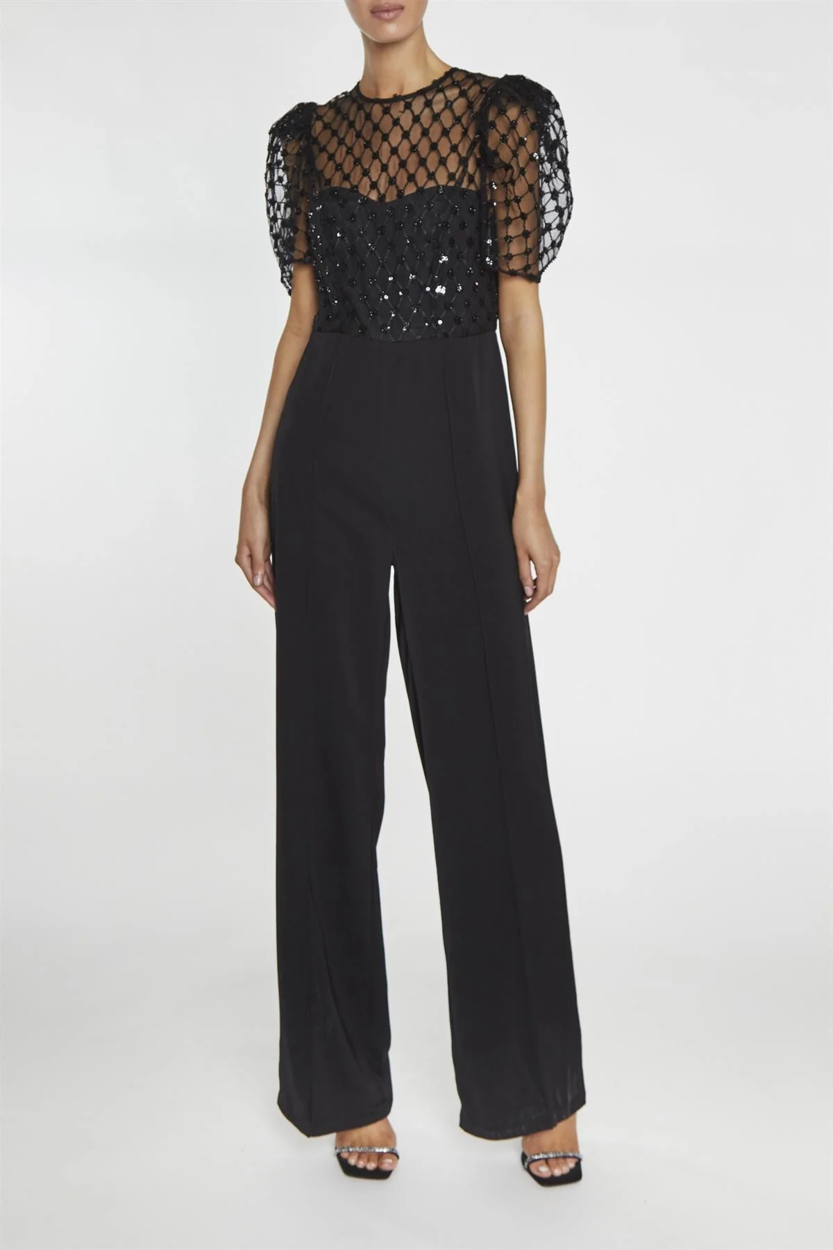 Mara Black Puff Sleeve Jumpsuit