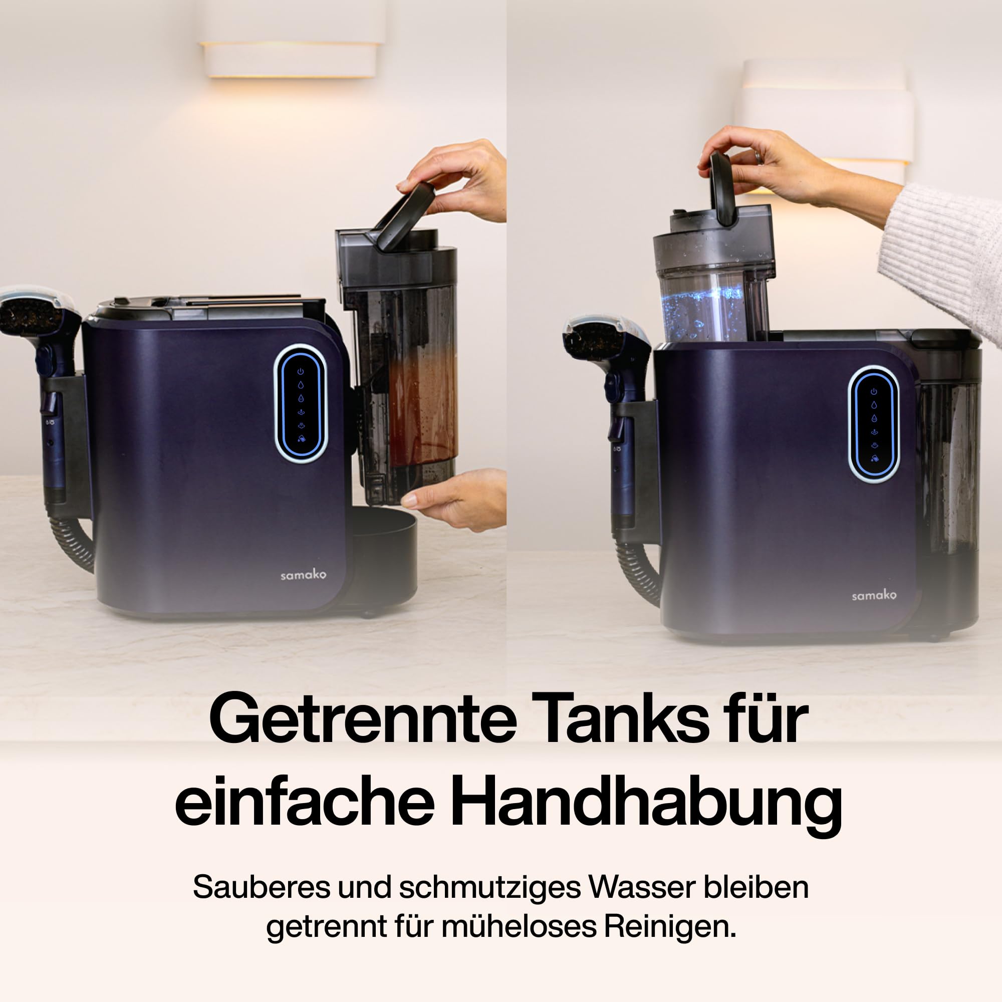 Dampfsauger PowerClean Pro mit Dampfreiniger für Polstermöbel und Doppeltank, 2000W