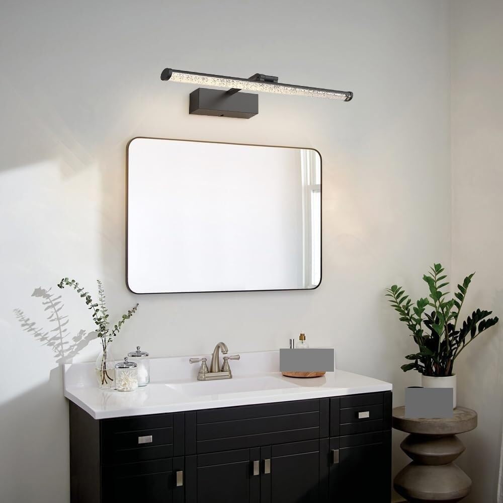 Wandleuchten/Dekorationsleuchten, 4000K LED-Waschtisch-Lichtleiste, um 180° drehbar, mit Kristallblase(Dark,40cm)
