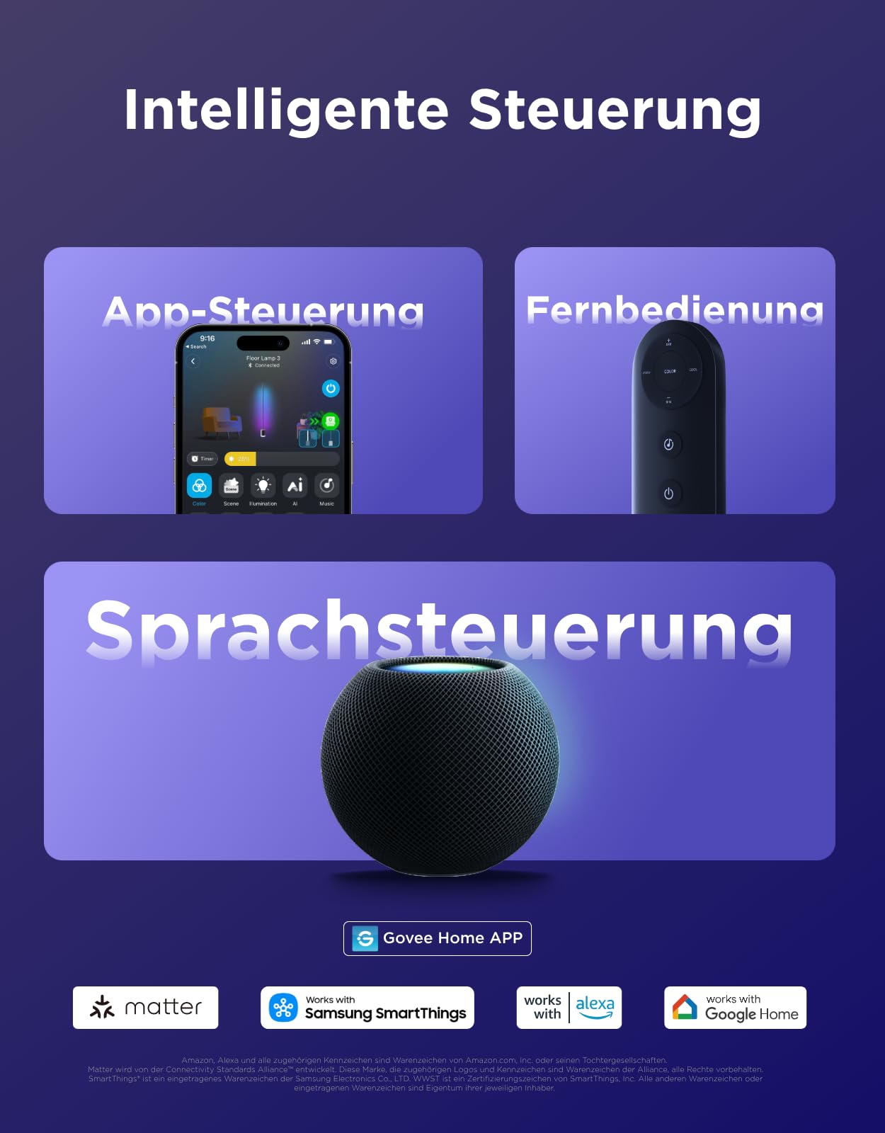 RGBWWIC LED Stehlampe 2100lm mit LuminBlend+ Technologie, dimmbar 1000-10000K und App-Steuerung