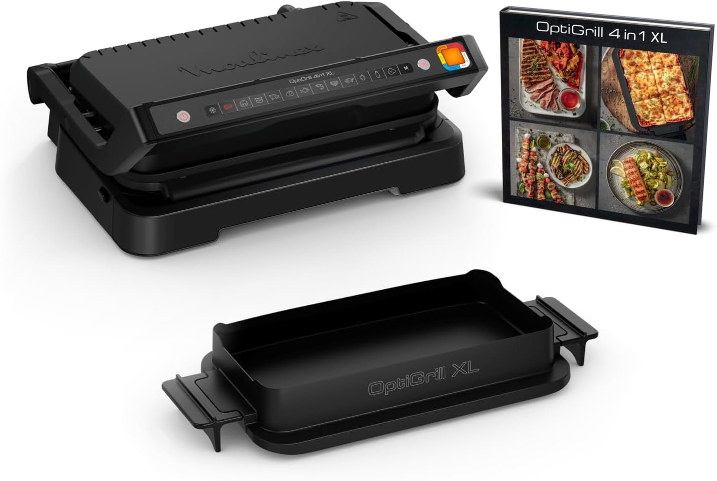 Moulinex Optigrill 4in1 XL, Griglia Elettrica, Barbecue e Forno in Unico Dispositivo, Pasto Completo, Capacità 6-8 Persone, Indicatore di Cottura, 12 Programmi Automatici, Piastre Antiaderenti, GI7848
