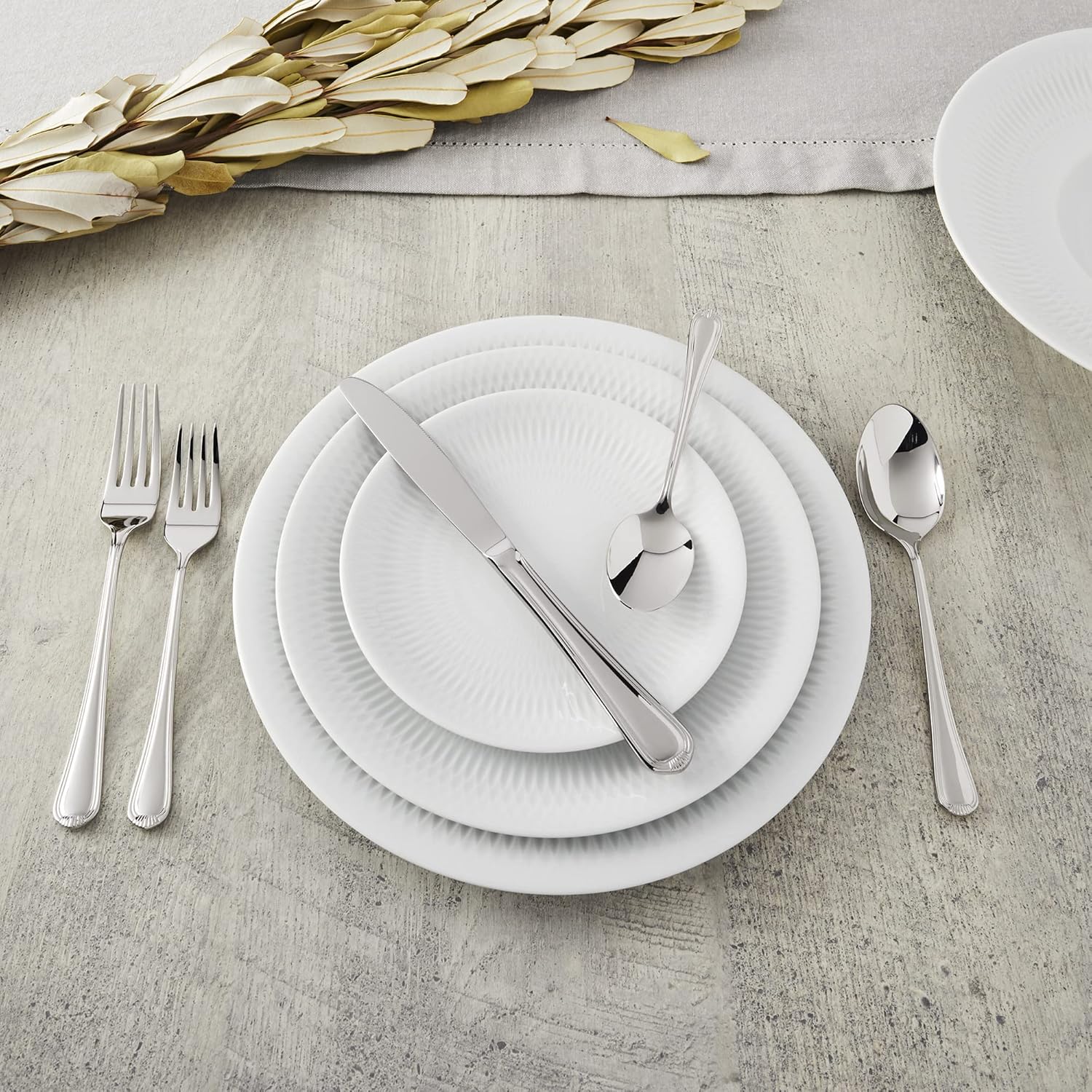 HENCKELS Alcea 65-Piece Flatware Set, Stainless Steel, Silver