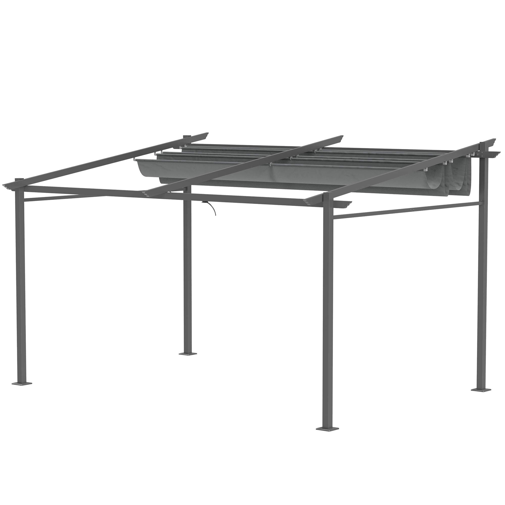 Outsunny Pergola, inklusive Befestigungsmaterial, ausziehbares Dach, 3,97 m x 2,95 m x 2,3 m, Dunkelgrau