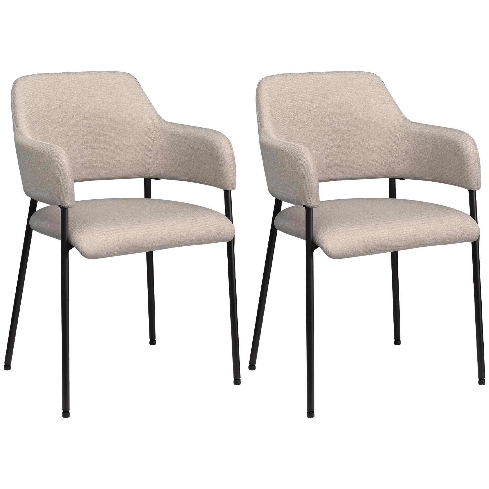 HOMCOM Esszimmerstühle, 2er-Set, bequem, Leinenoptik, Metallrahmen, bis 120 kg, Beige