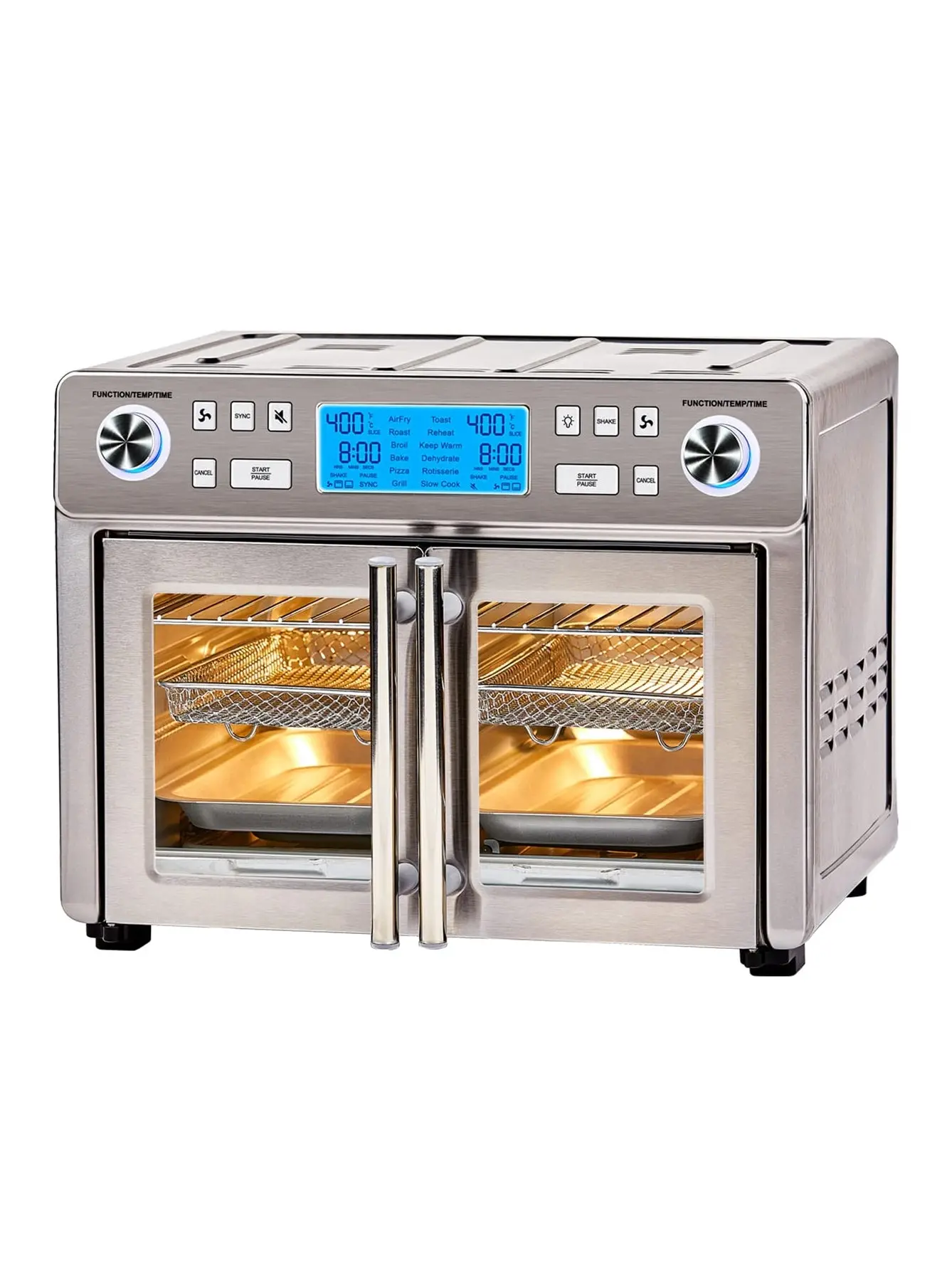 Forno combinato friggitrice ad aria Emeril Lagasse Dual Zone 360 ​​con porta alla francese, capacità 25 QT, pasti per famiglie extra large per cucinare due alimenti in due modi diversi contemporaneamente, fino al 60% più velocemente dal congelatore a
