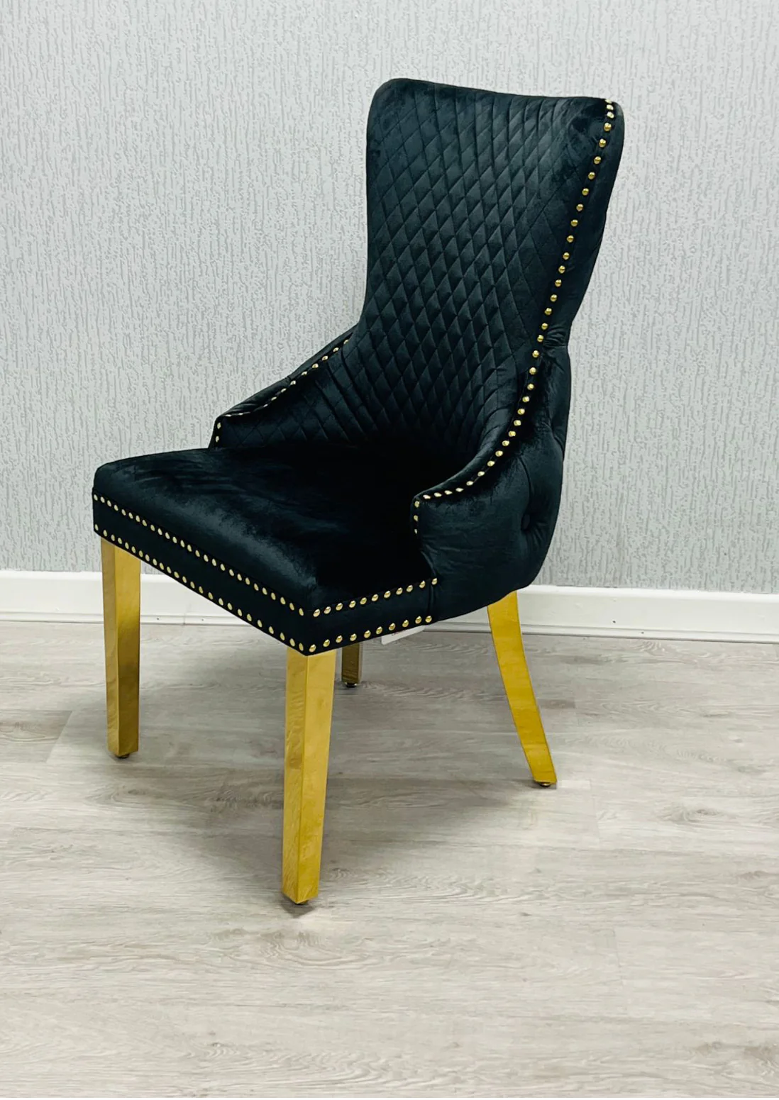 Pair Of 2 Victoria Black And Gold Ring Knocker Chair