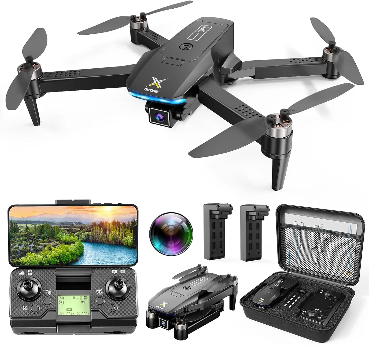 GPS Drones with Camera for Adults 4K, Brushless Motor FPV RC Quadcopter with Auto Return, Follow Me, Headless Mode, 50 Mins Long Flight, Lightweight and Foldable Drone for Beginner