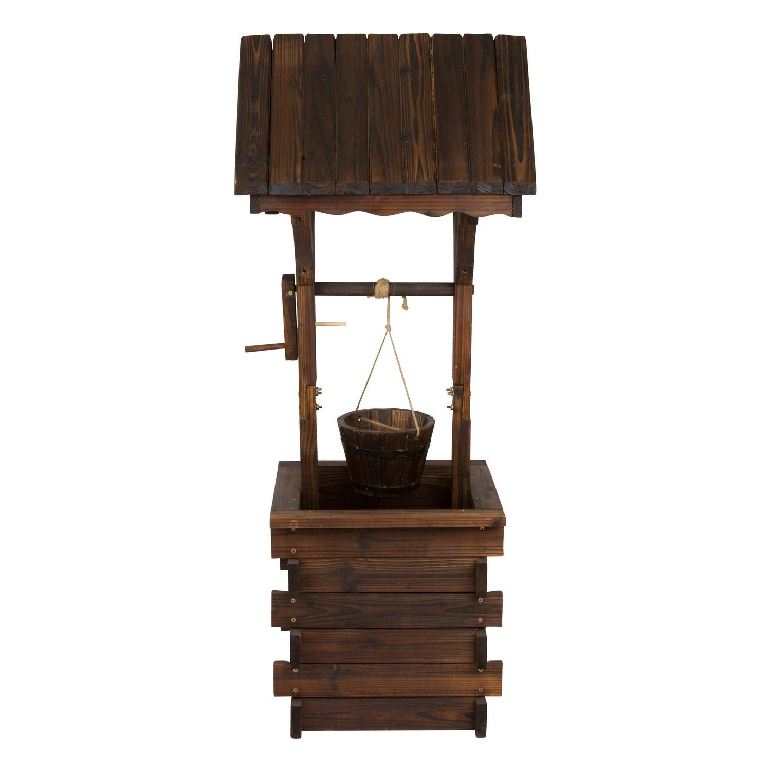 Shine Company Decorative Cedar Wishing Well, 48′′ Brown Wood, Garden Ornament