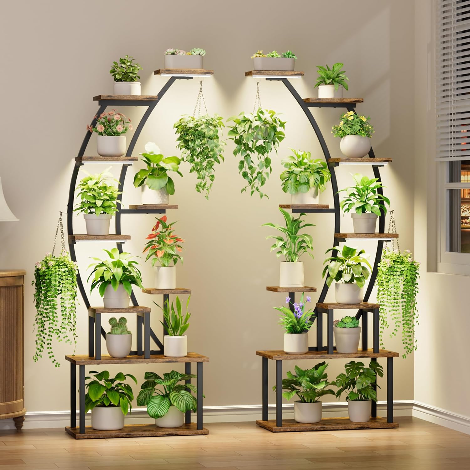 Plant Stand Indoor with Grow Lights  9 Tiered Metal Plant Shelf  64