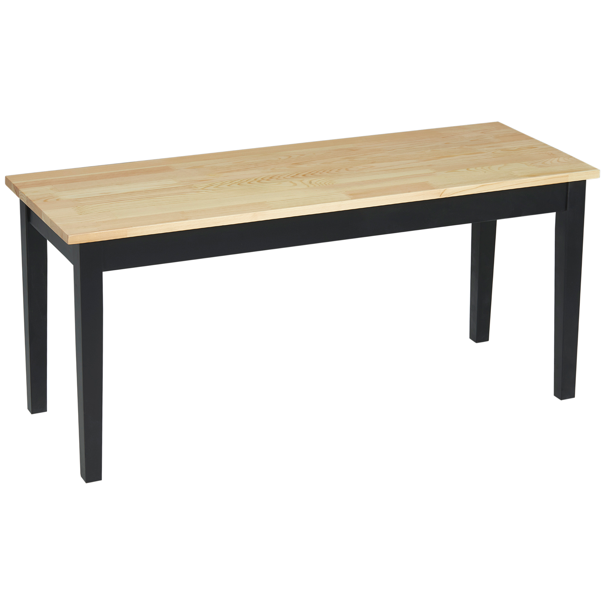 HOMCOM Moderne Sitzbank für 2 Personen, Holzbank, Massivholz, lackiert, Natur+ Schwarz