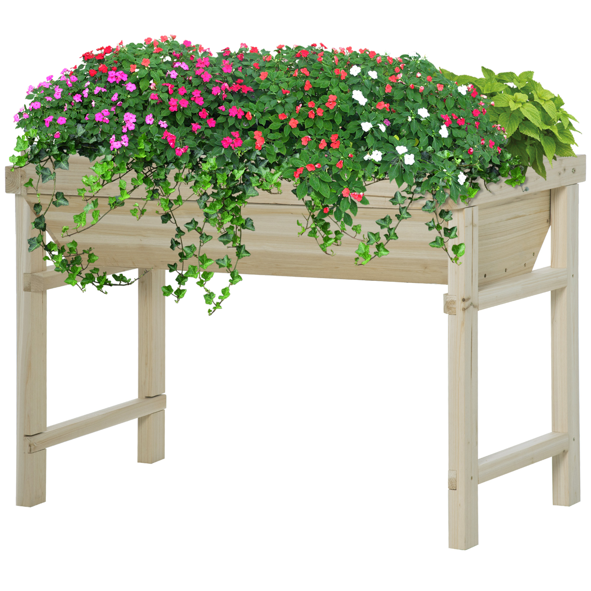 Outsunny Hochbeet-Pflanzschale dim. 108,5L x 60B x 80H cm Bewässerungseinsätze + Drainagevlies inklusive Fichtenholz