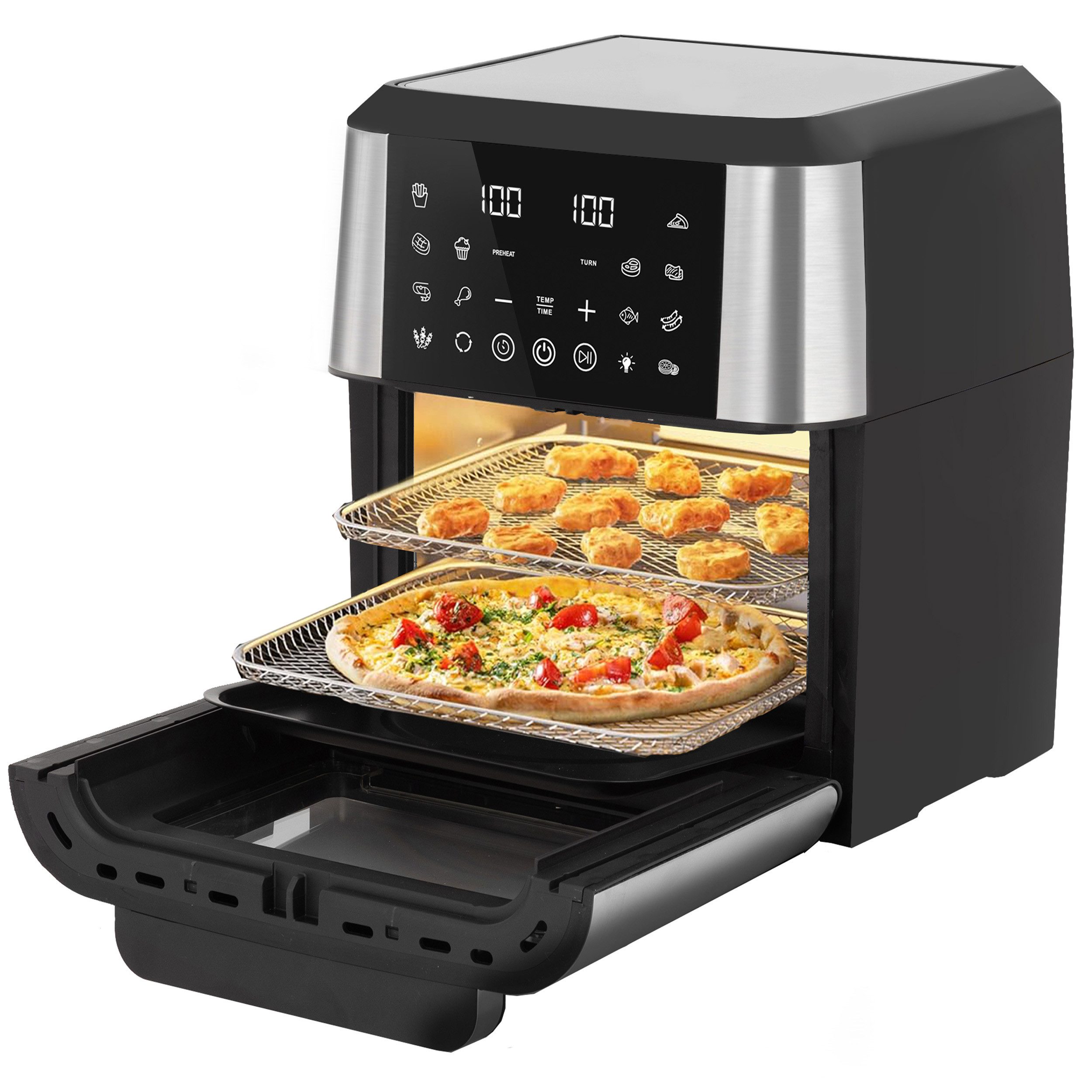 Heißluftfritteuse XXL 12L Heissluftfritteuse, Mini Backofen mit weniger Öl für Familien