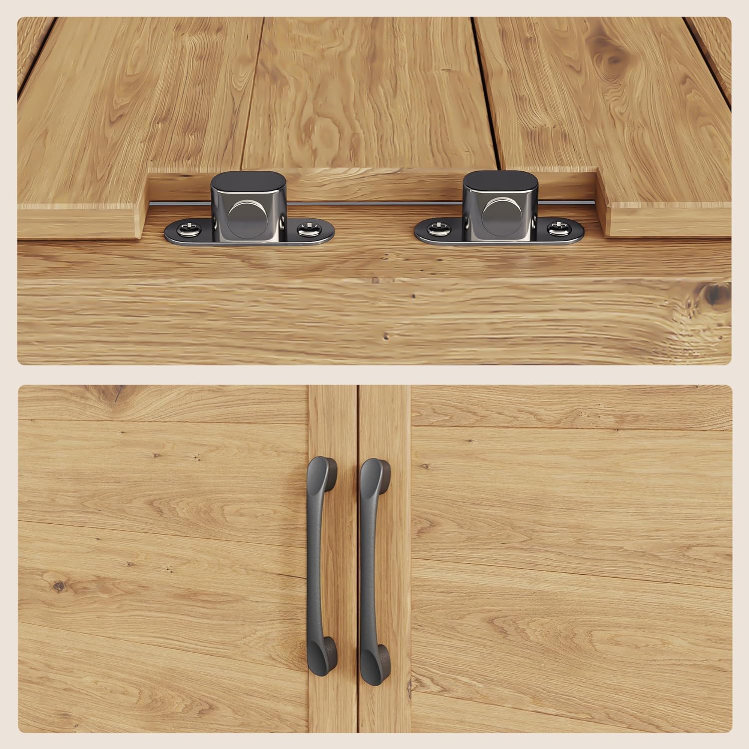 Bealife Tavolo per Piante con Mobile Base, Armadietto da Esterno in Legno,Mobiletto da Giardino con Piano di Lavoro con 1 Ripiano Mobile per Uso Interno ed Esterno (Naturale, 98x48x95 cm)