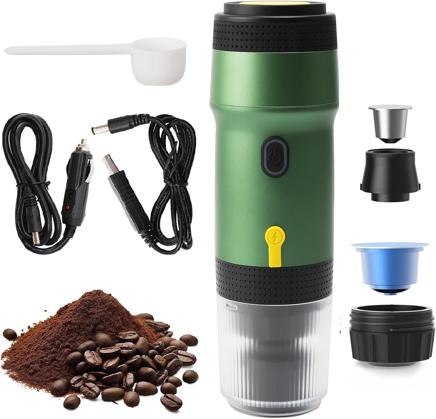Sonhomay Mini Portable Electric Espresso Coffee Maker 15 Bar Mini Travel Coffee Maker Compatible with Ground Coffee NS Capsules for Camping, RV, Hiking,