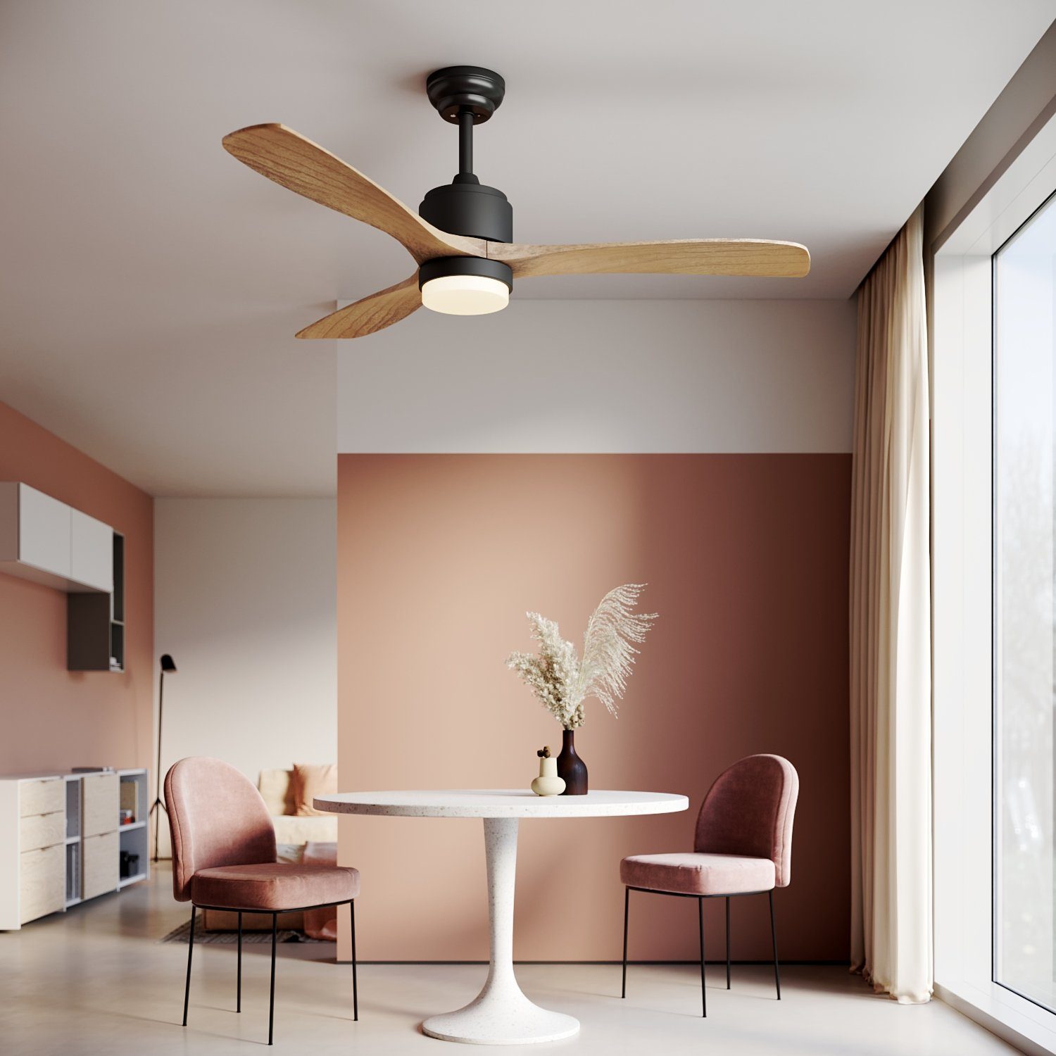 Deckenventilator Deckenventilator LED Licht Fernbedienung Ø132cm Timer Wohnzimmer