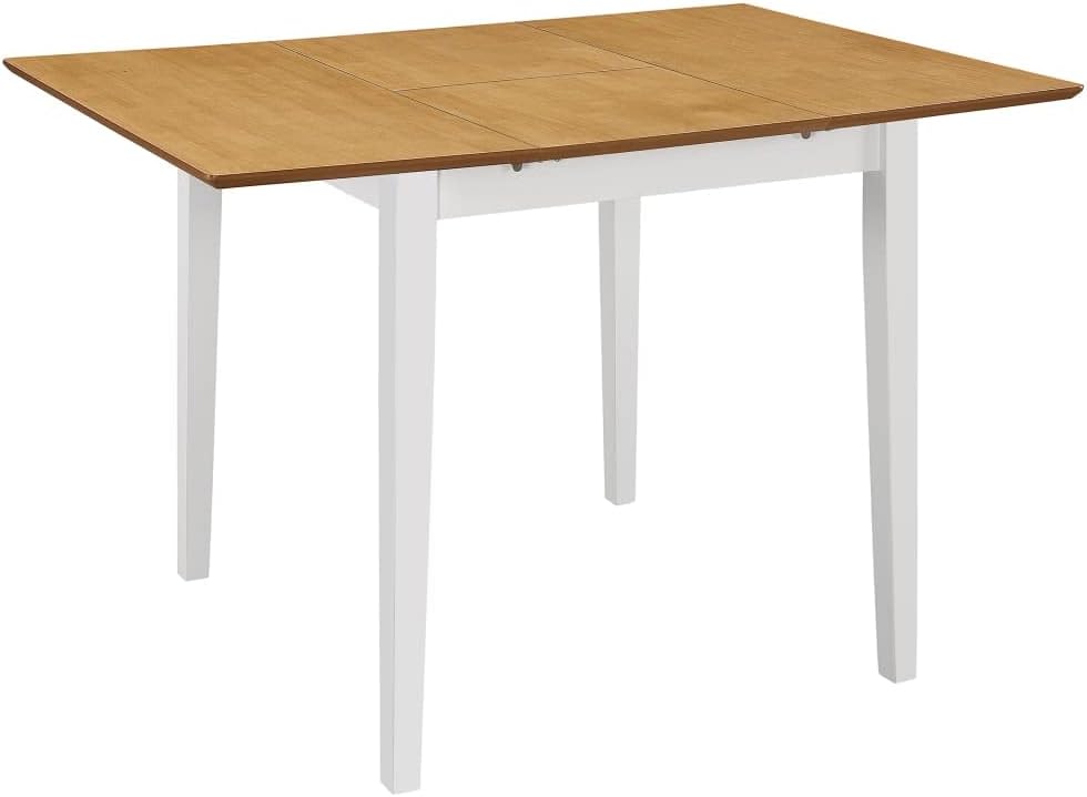 Set di 3 pezzi in legno massello di gomma con tavolo allungabile e 2 sedie in MDF bianco resistente design per una stabilità duratura e superficie espandibile stile moderno